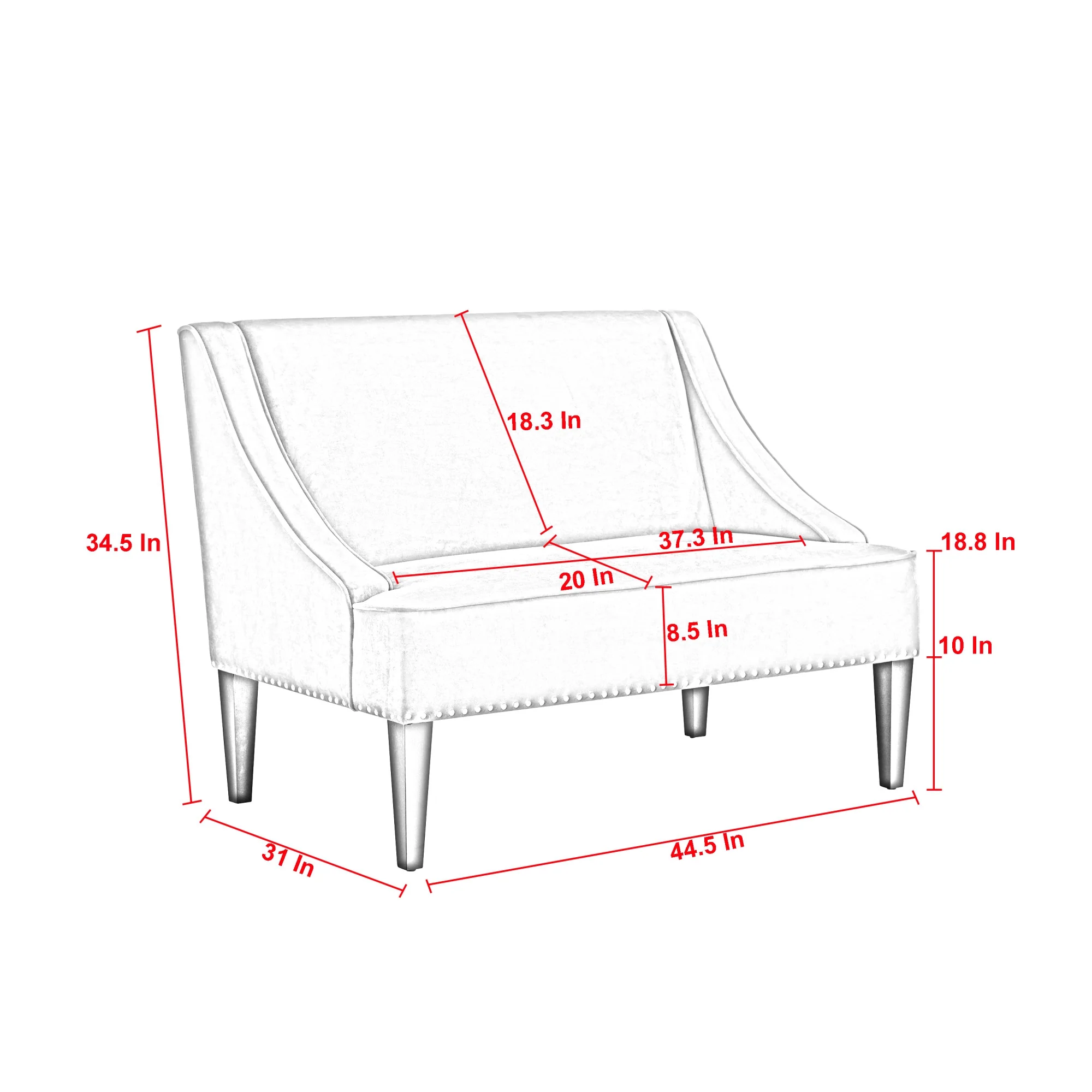 45" Light Gray And Black Upholstered Linen Bench By Homeroots - Image 9