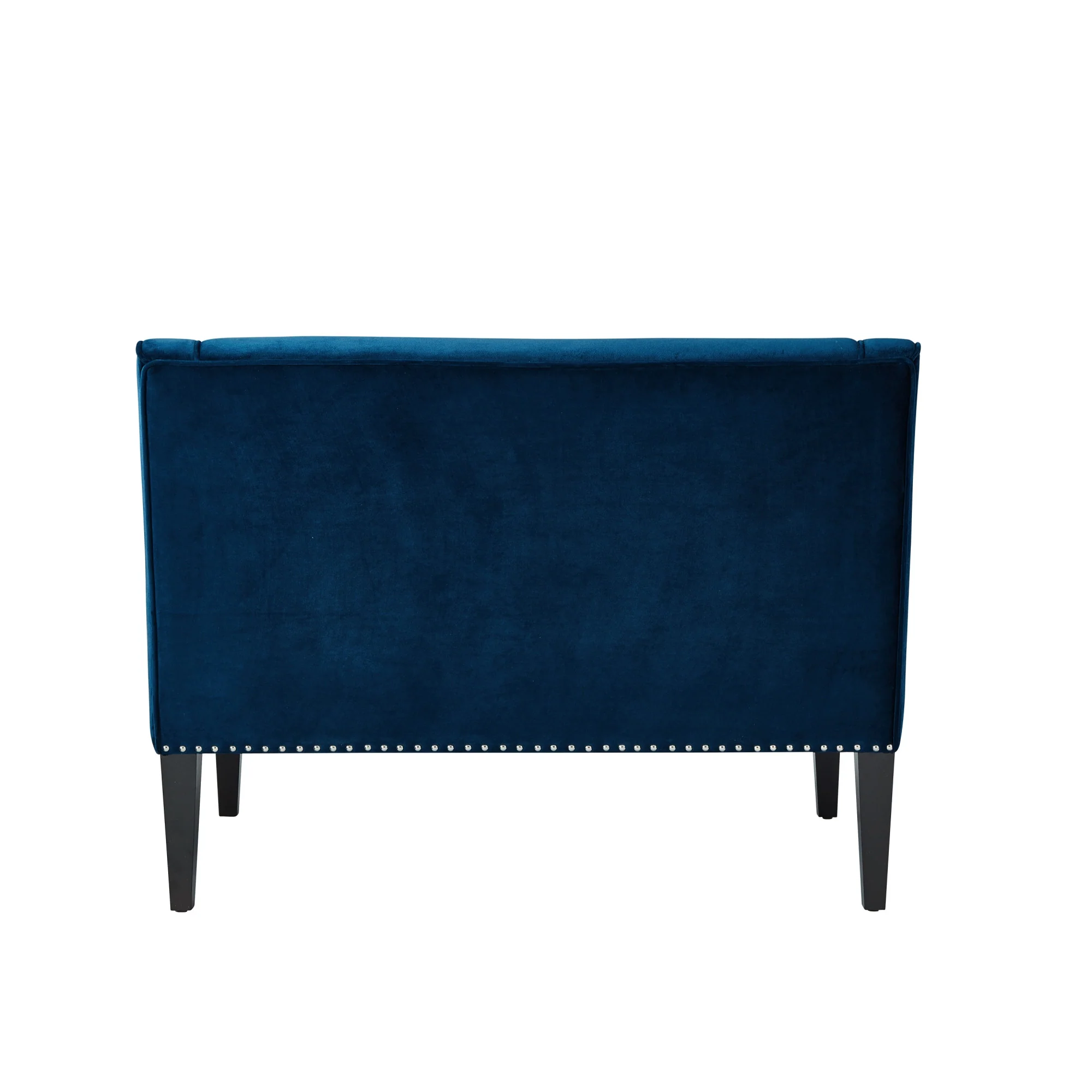 45" Navy Blue And Brown Upholstered Velvet Bench By Homeroots - Image 3