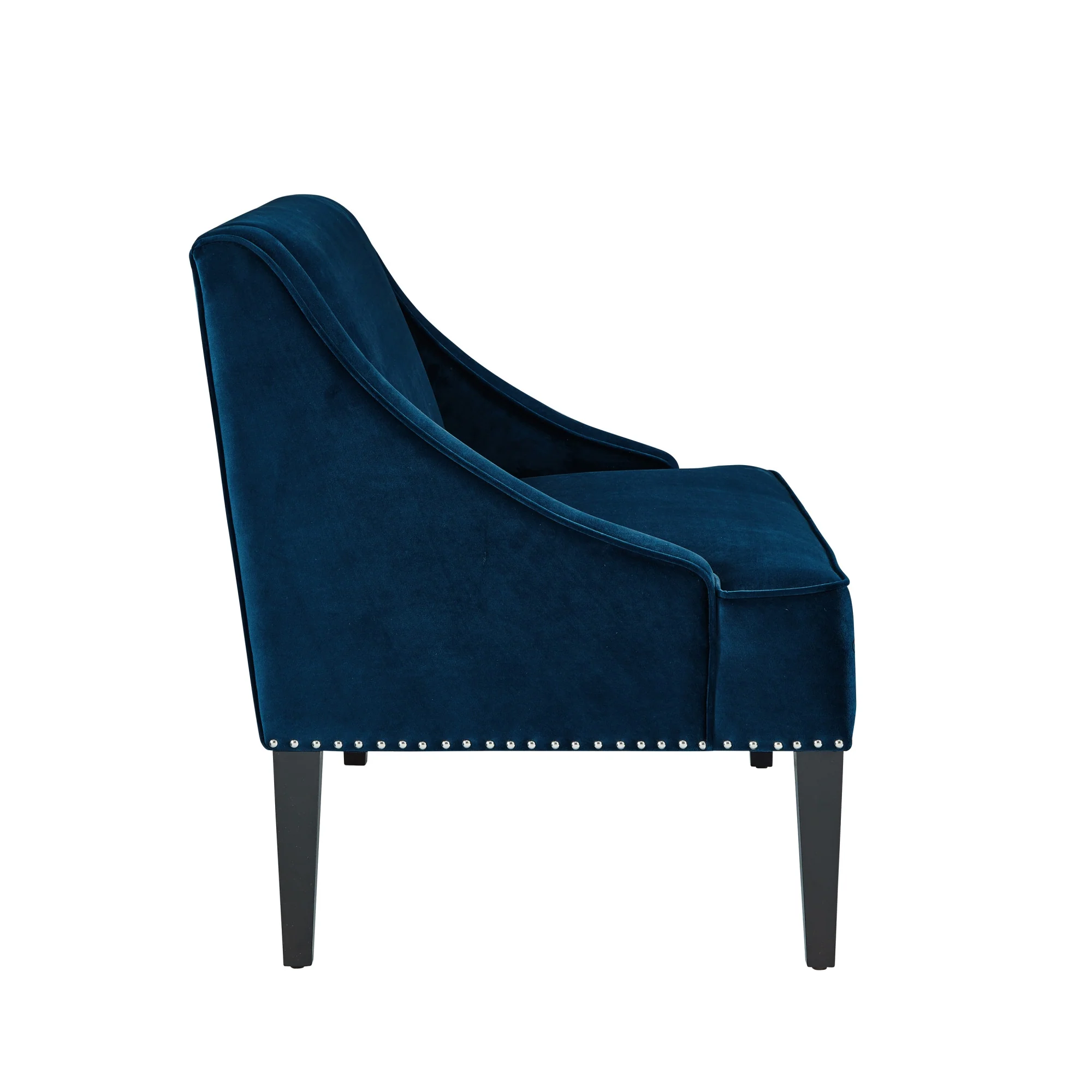 45" Navy Blue And Brown Upholstered Velvet Bench By Homeroots - Image 4