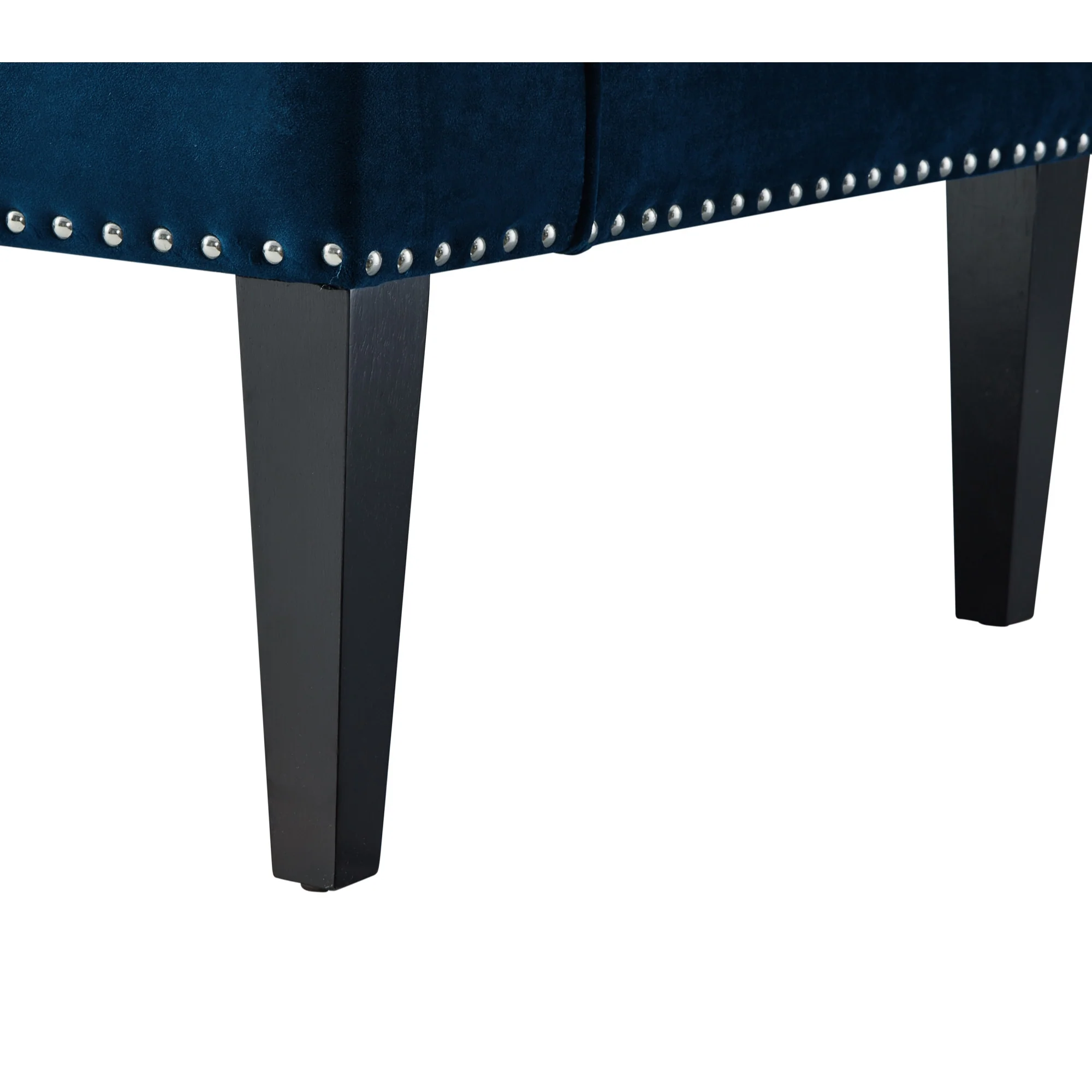 45" Navy Blue And Brown Upholstered Velvet Bench By Homeroots - Image 7