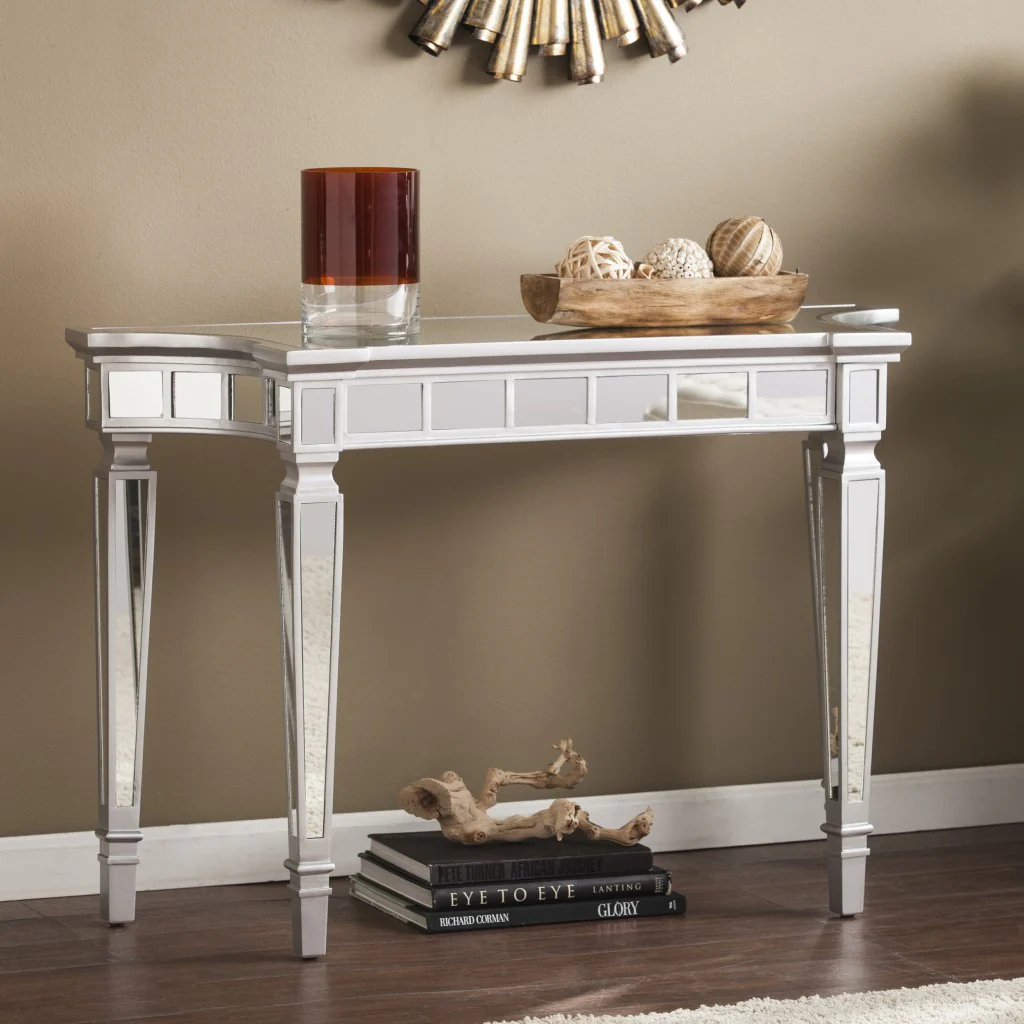 45" Silver Mirrored Glass Free Form Console Table By Homeroots - Image 7