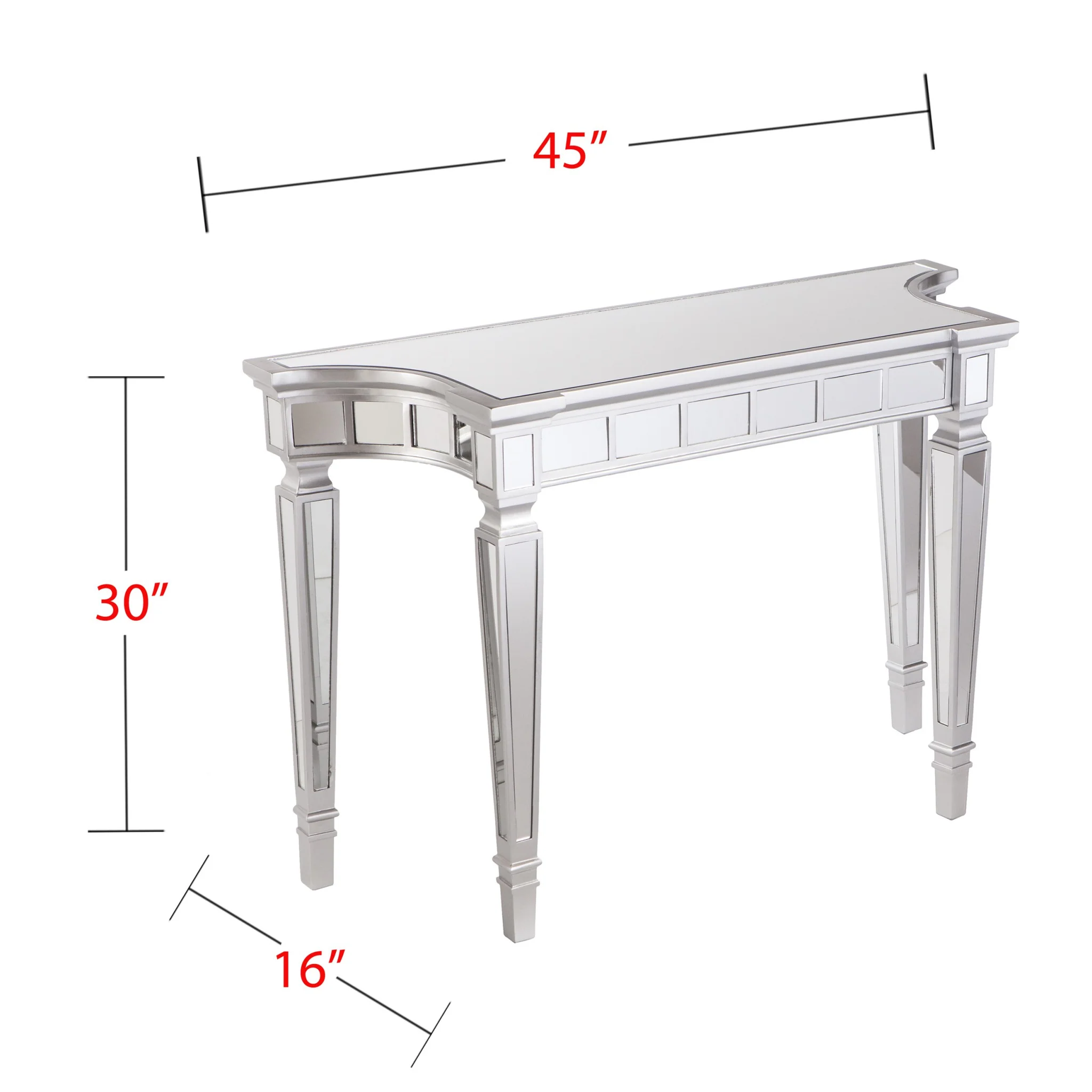 45" Silver Mirrored Glass Free Form Console Table By Homeroots - Image 8