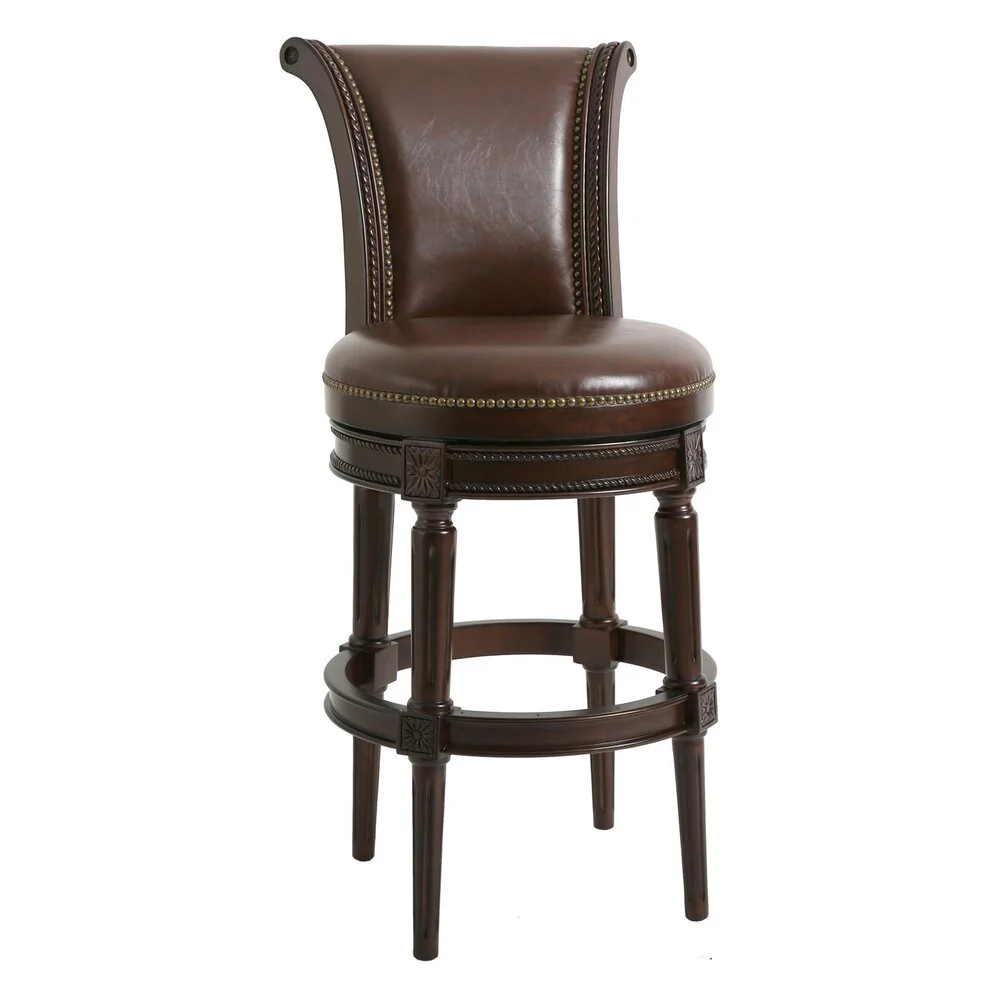 45" Walnut Hardwood Frame Upholstered Bar Stool By Homeroots - Image 2