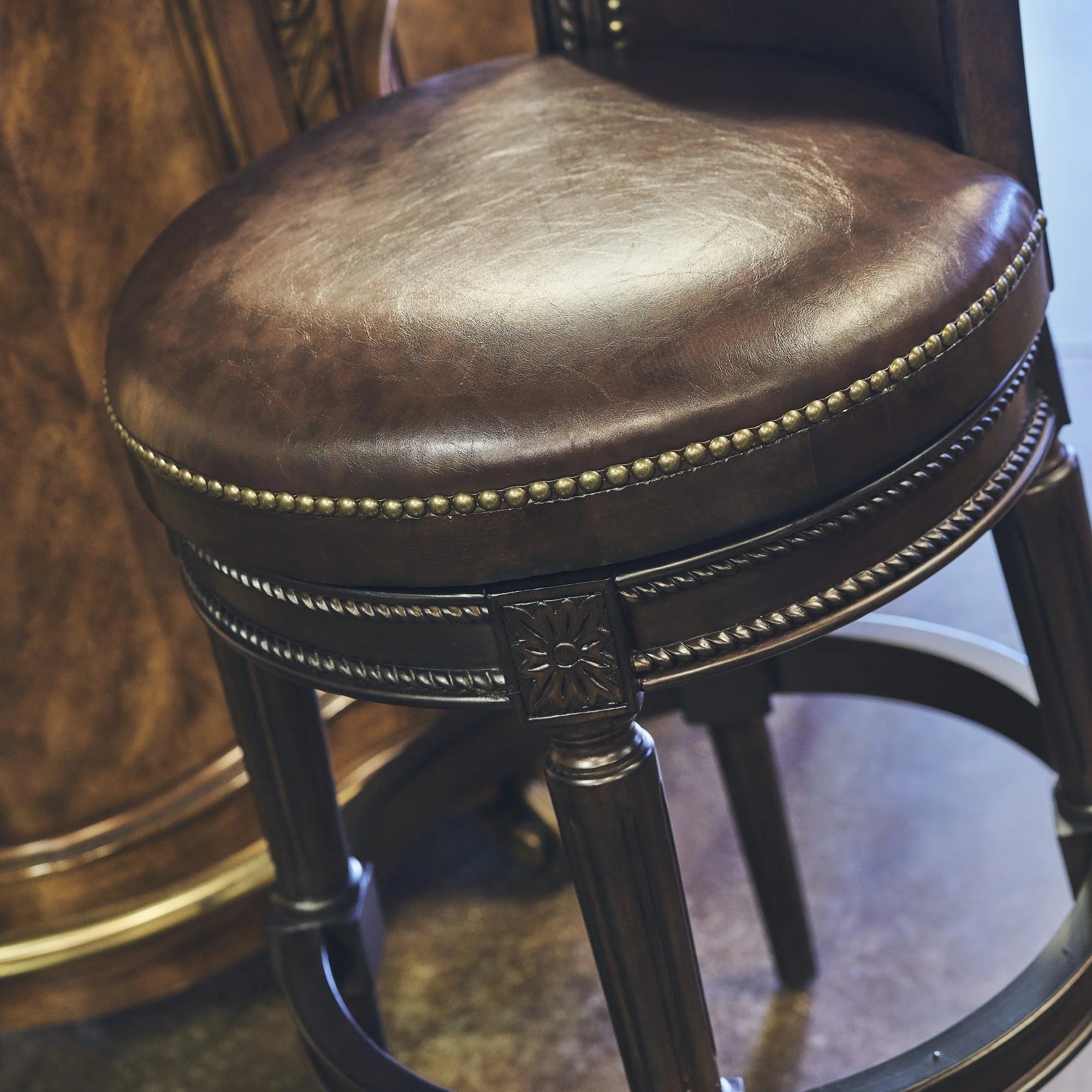 45" Walnut Hardwood Frame Upholstered Bar Stool By Homeroots - Image 3