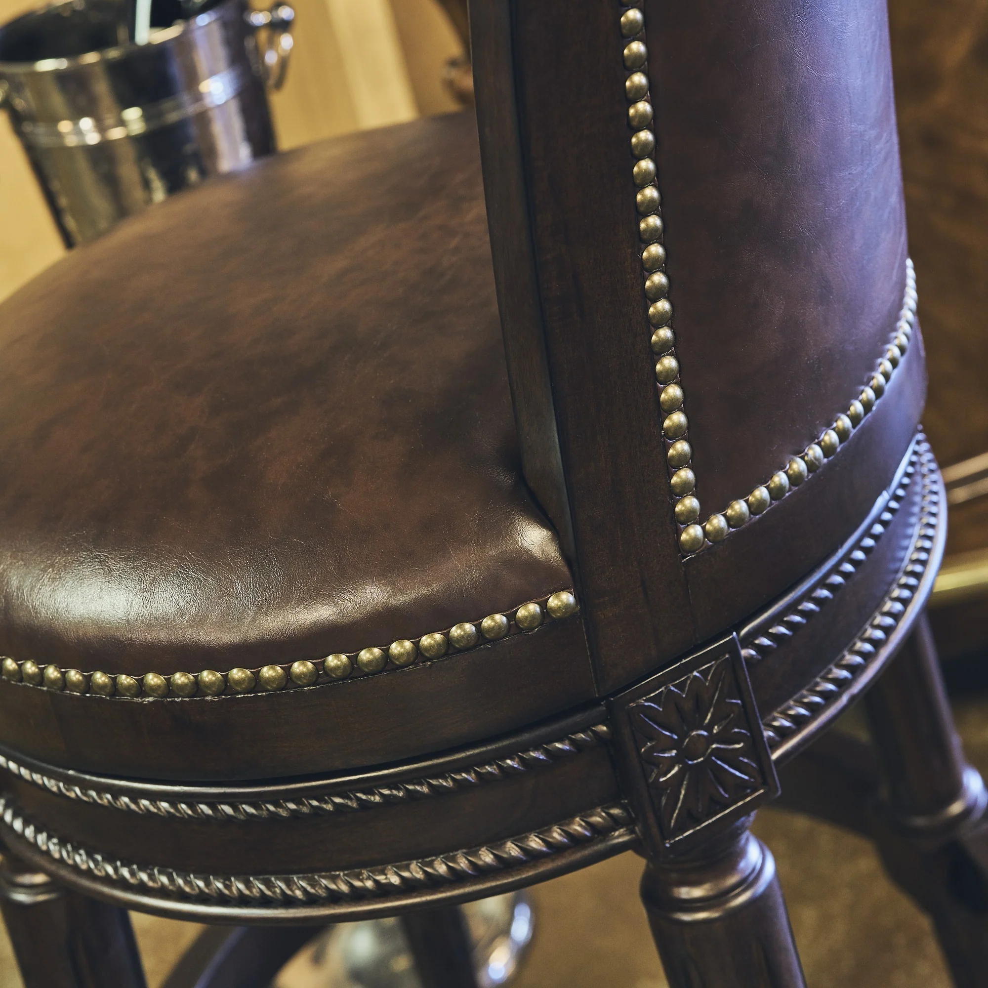 45" Walnut Hardwood Frame Upholstered Bar Stool By Homeroots - Image 4