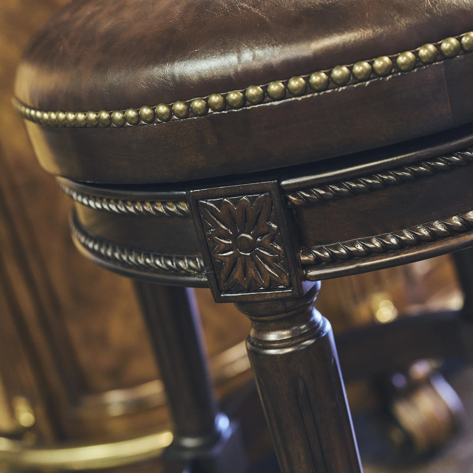 45" Walnut Hardwood Frame Upholstered Bar Stool By Homeroots - Image 6