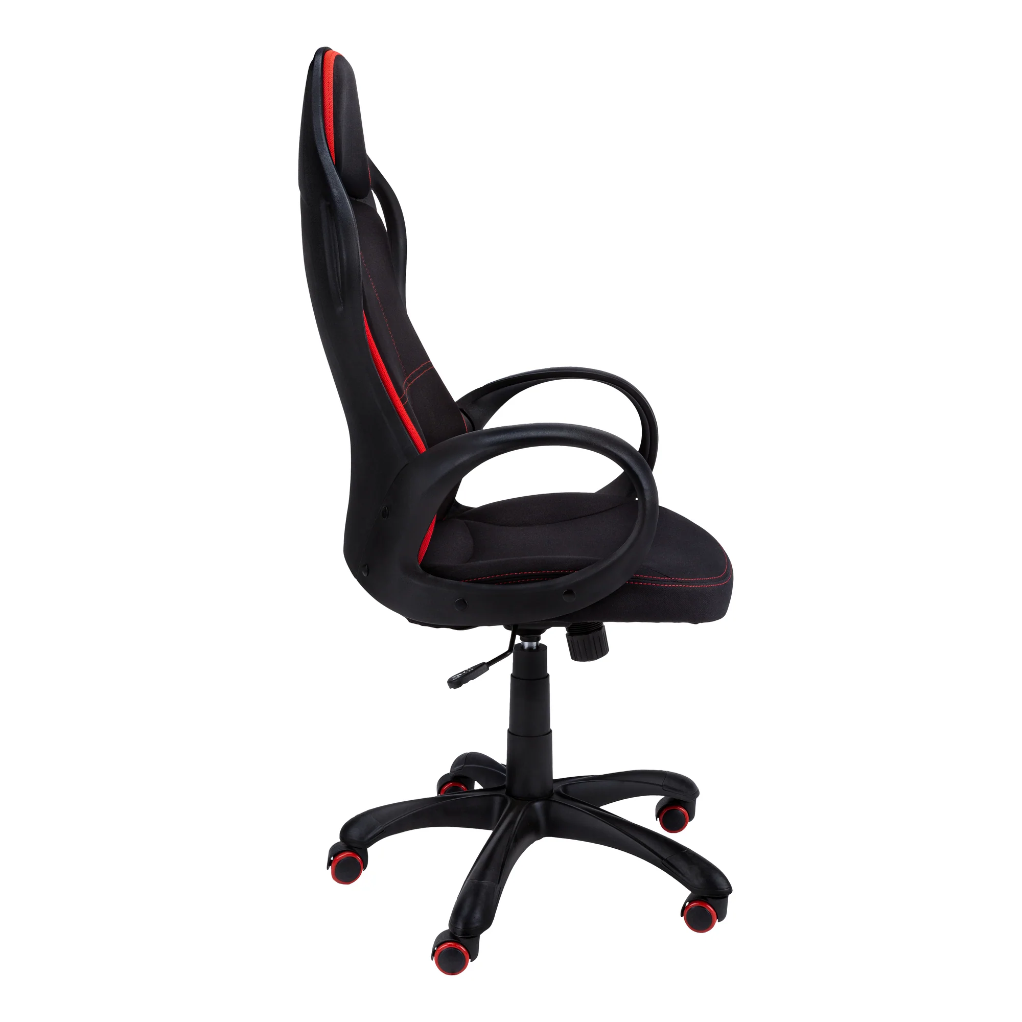 46" Black and Red Fabric Multi Position Office Chair By Homeroots - Image 2