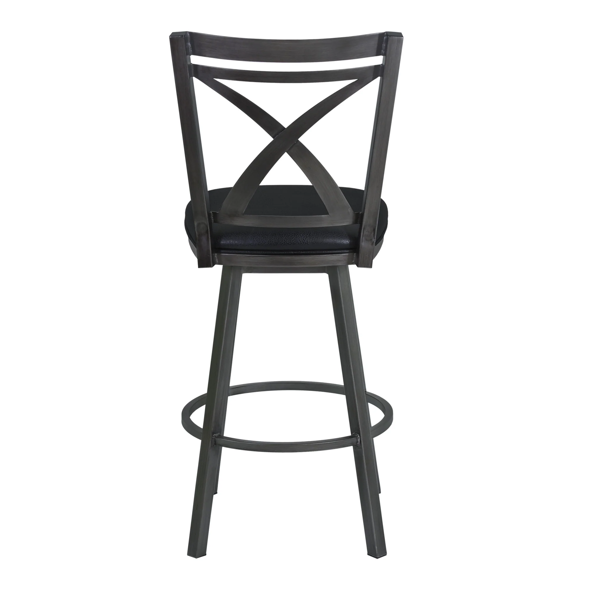 46" Black Faux Leather And Iron Swivel Bar Height Chair By Homeroots - Image 2