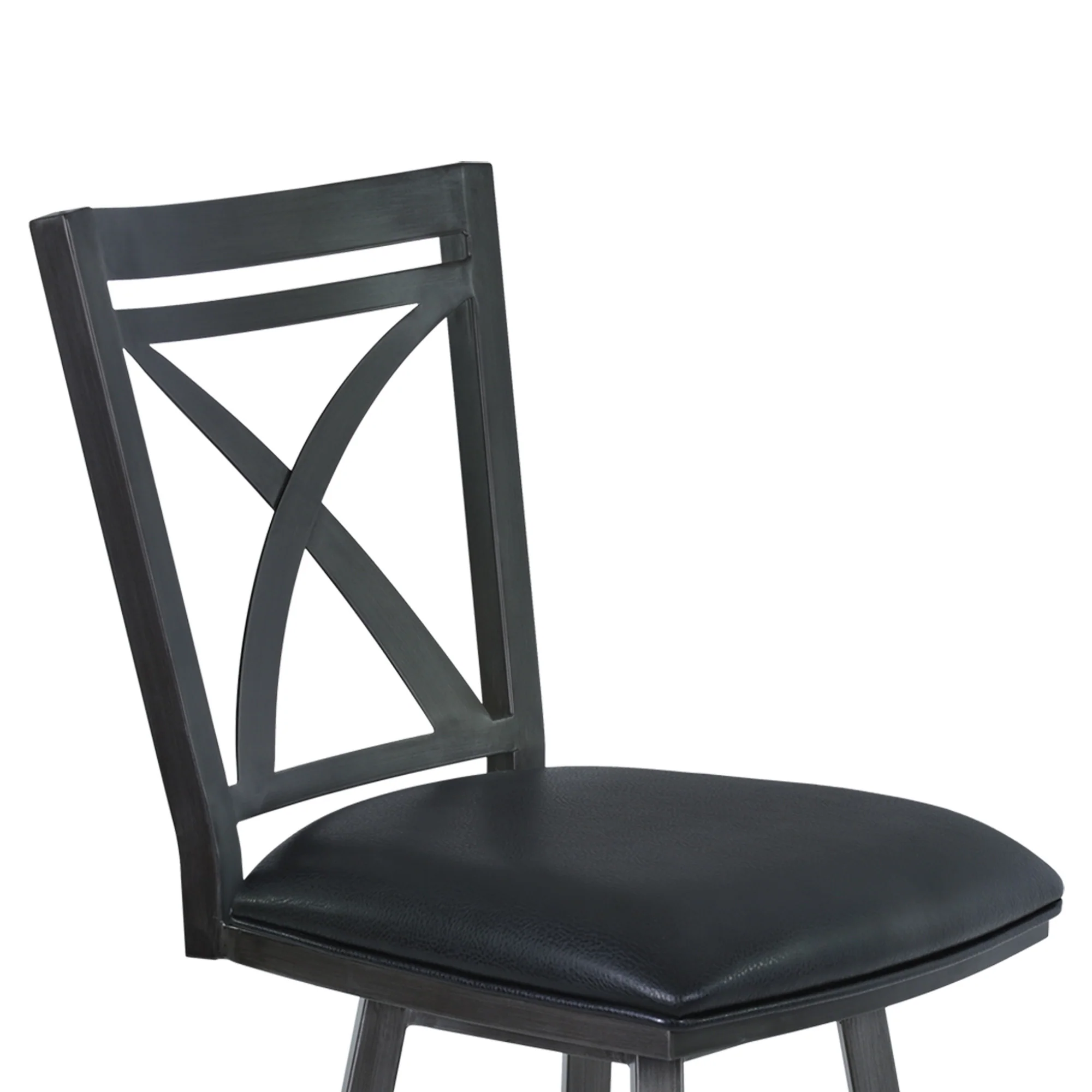 46" Black Faux Leather And Iron Swivel Bar Height Chair By Homeroots - Image 4