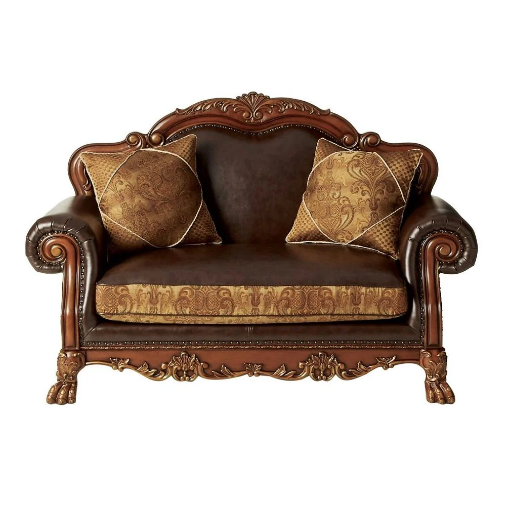 46" Brown And Cherry Blossom Pink Faux Leather Floral Tufted Arm Chair By Homeroots - Image 2