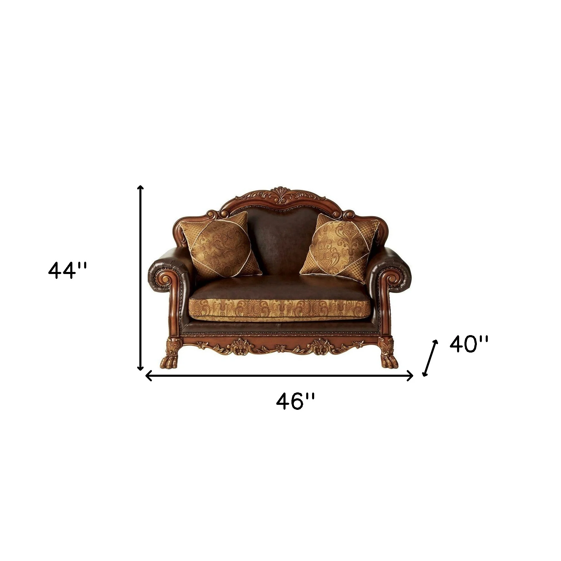 46" Brown And Cherry Blossom Pink Faux Leather Floral Tufted Arm Chair By Homeroots - Image 5