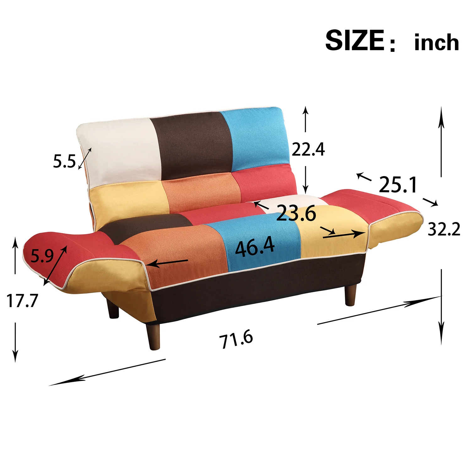 46" Brown Linen Futon Convertible Sleeper Love Seat And Toss Pillows By Homeroots - Image 5