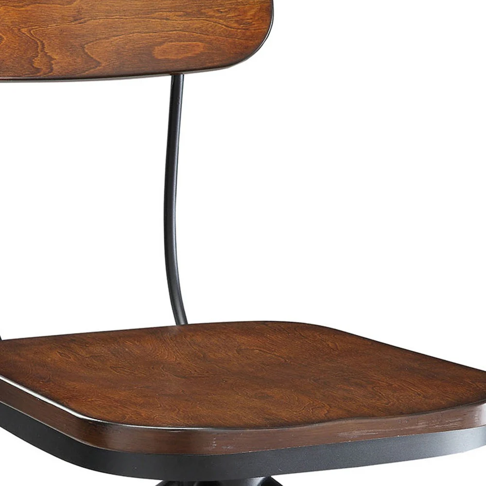 46" Chestnut Steel Swivel Low Back Adjustable Height Bar Chair With Footrest By Homeroots - Image 3