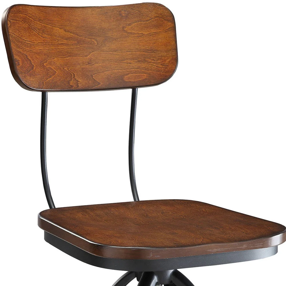 46" Chestnut Steel Swivel Low Back Adjustable Height Bar Chair With Footrest By Homeroots - Image 4