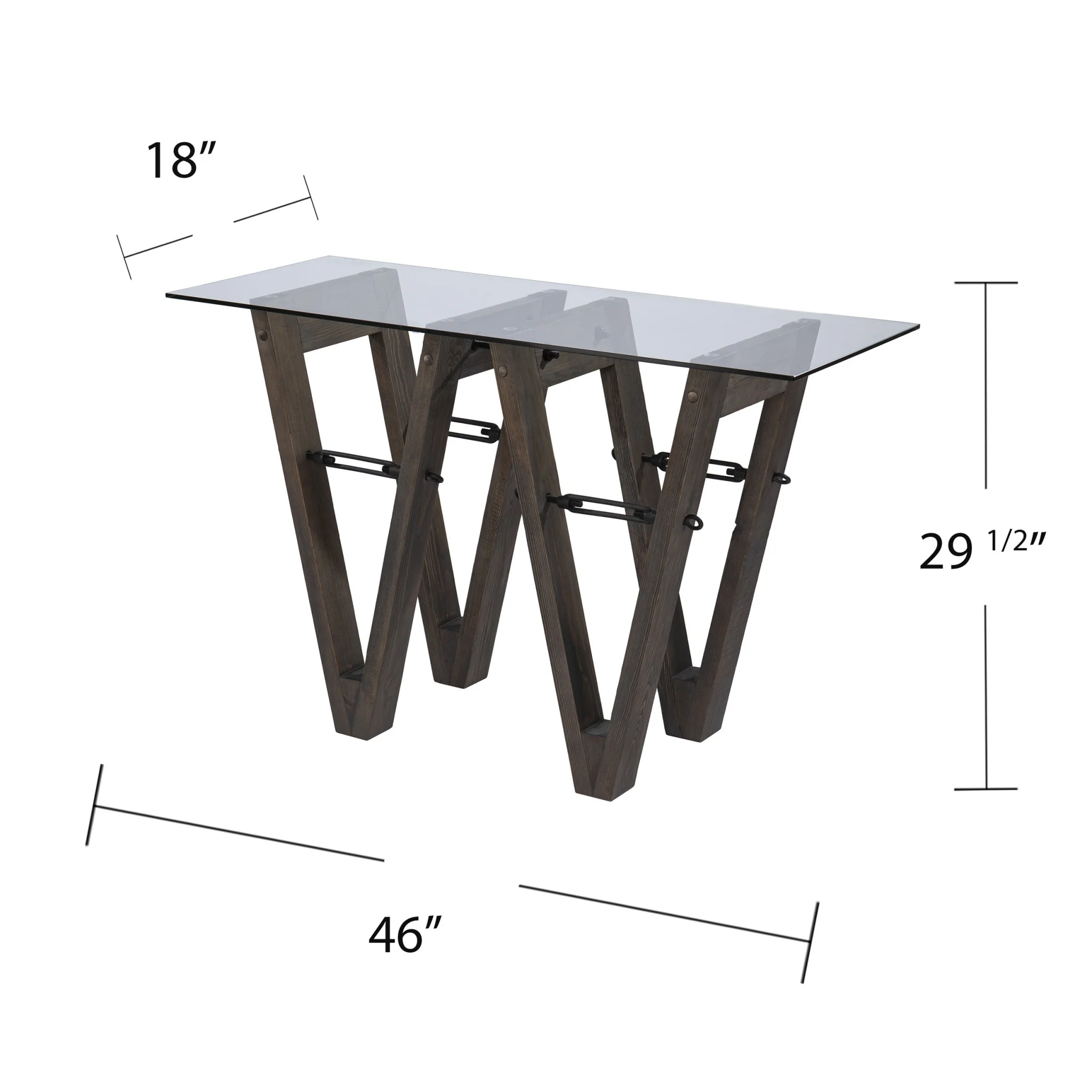 46" Clear and Gray Brown Glass Abstract Console Table By Homeroots - Image 6