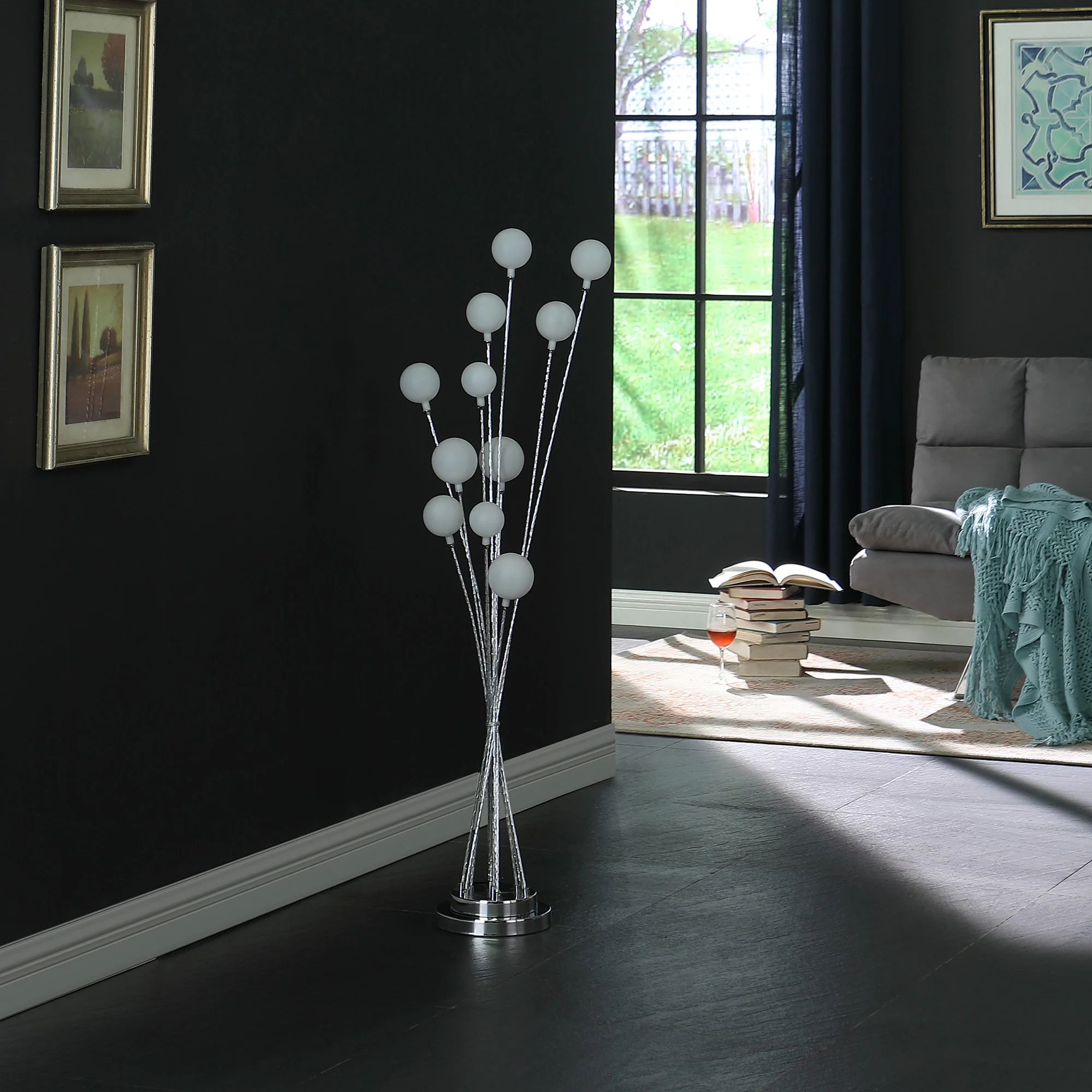 46" Golden Chrome Contemporary Multi Light LED Floor Lamp By Homeroots - Image 10