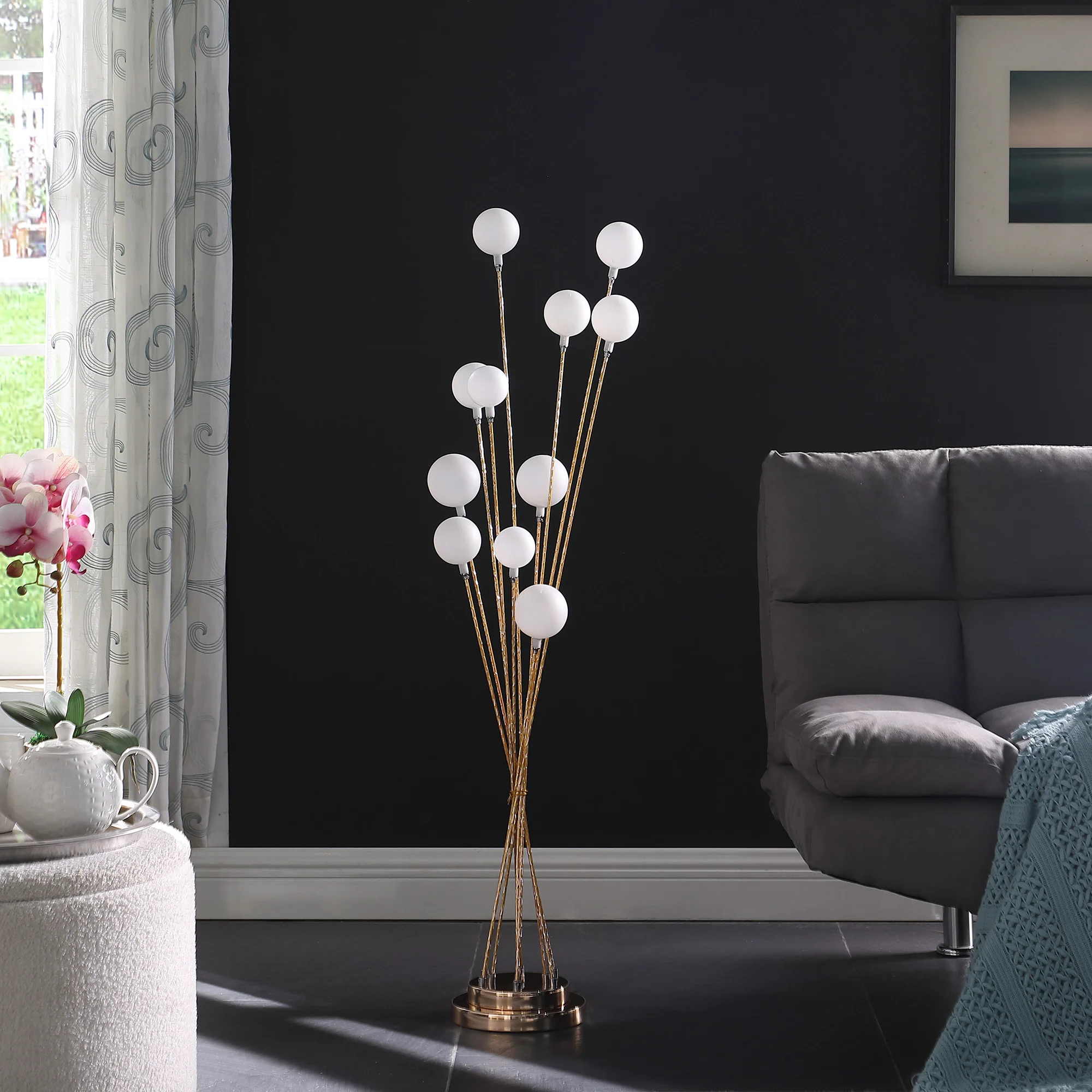 46" Golden Chrome Contemporary Multi Light LED Floor Lamp By Homeroots - Image 5