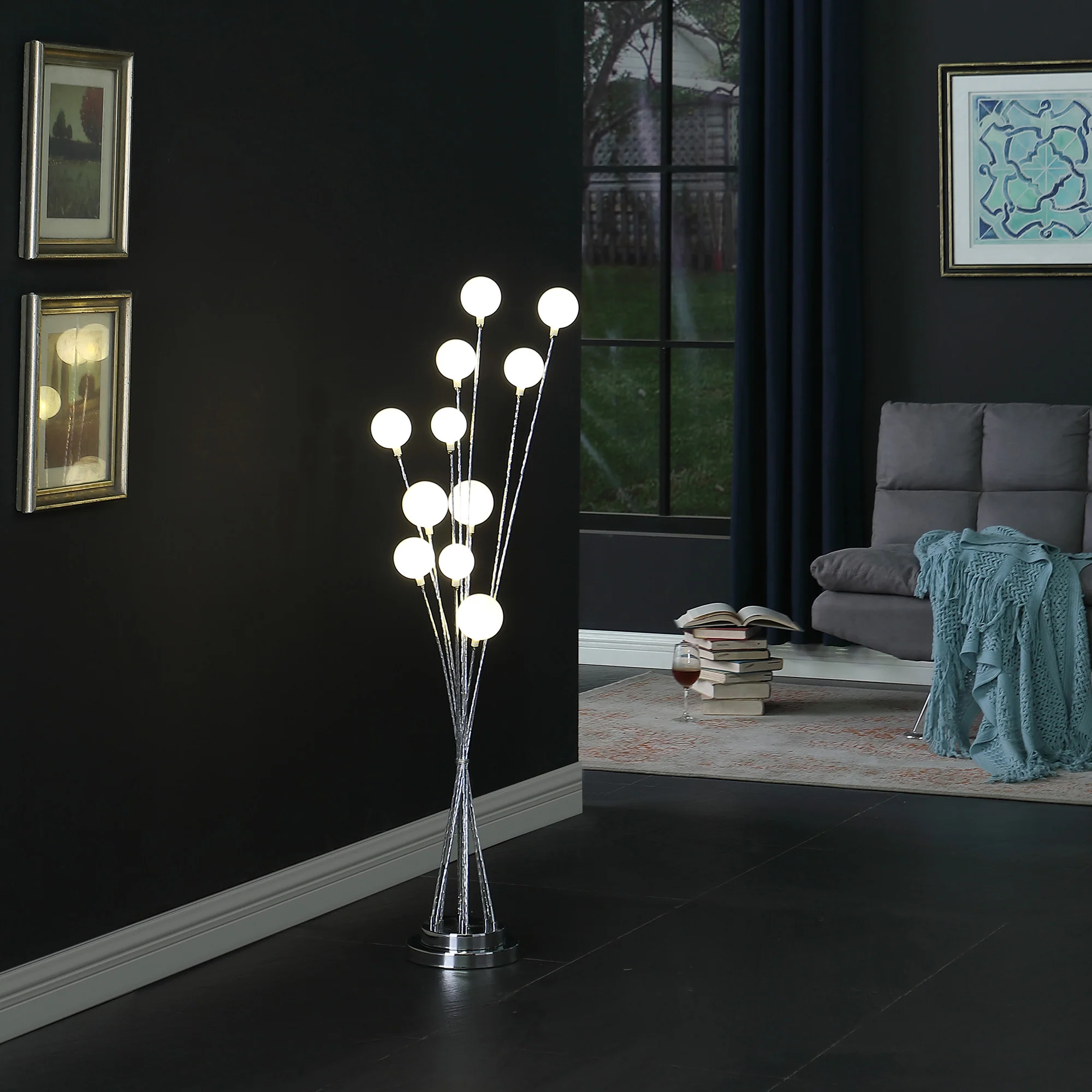 46" Golden Chrome Contemporary Multi Light LED Floor Lamp By Homeroots - Image 9