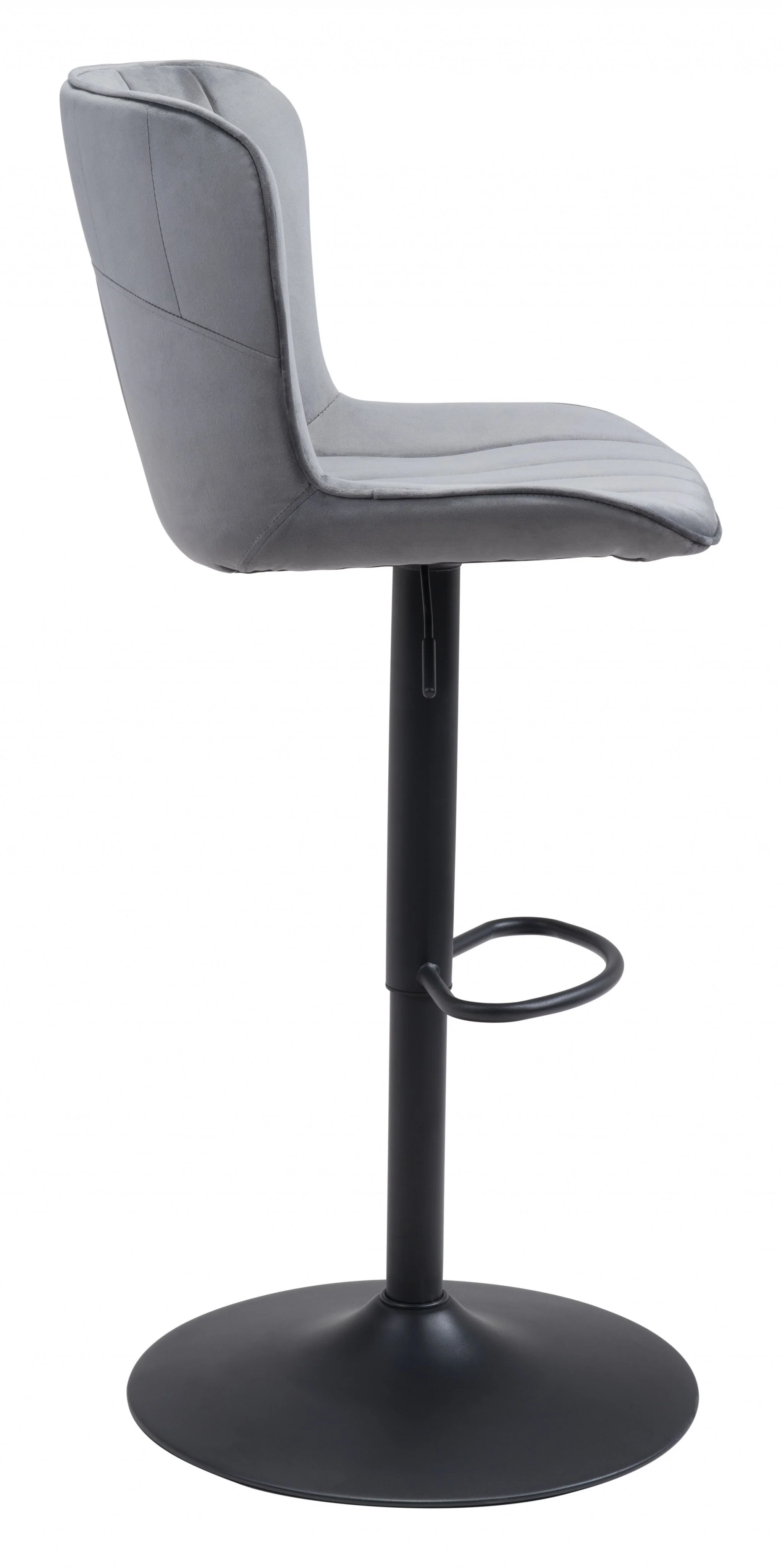 46" Gray And Black Steel Swivel Low Back Counter Height Bar Chair With Footrest By Homeroots - Image 2