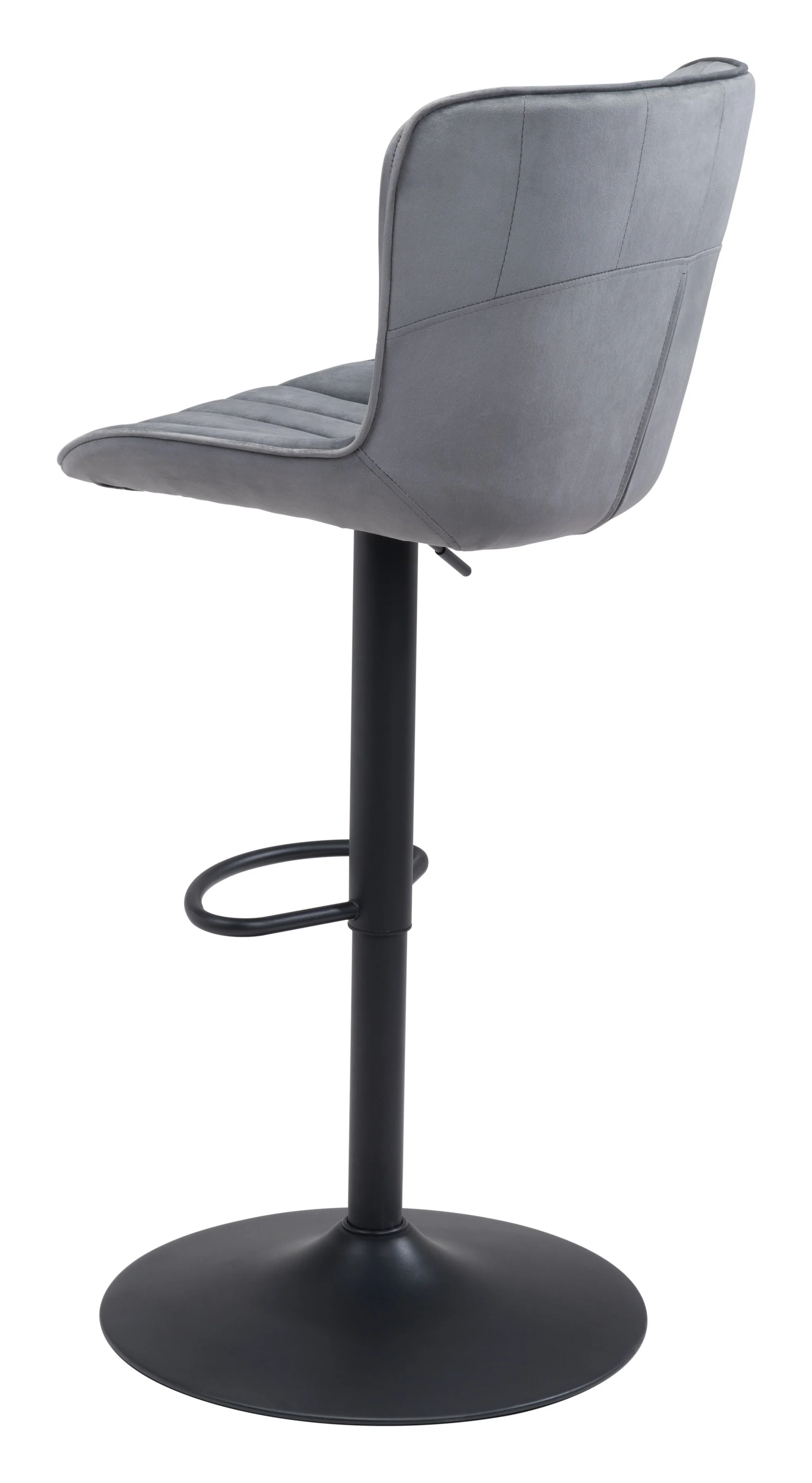 46" Gray And Black Steel Swivel Low Back Counter Height Bar Chair With Footrest By Homeroots - Image 5