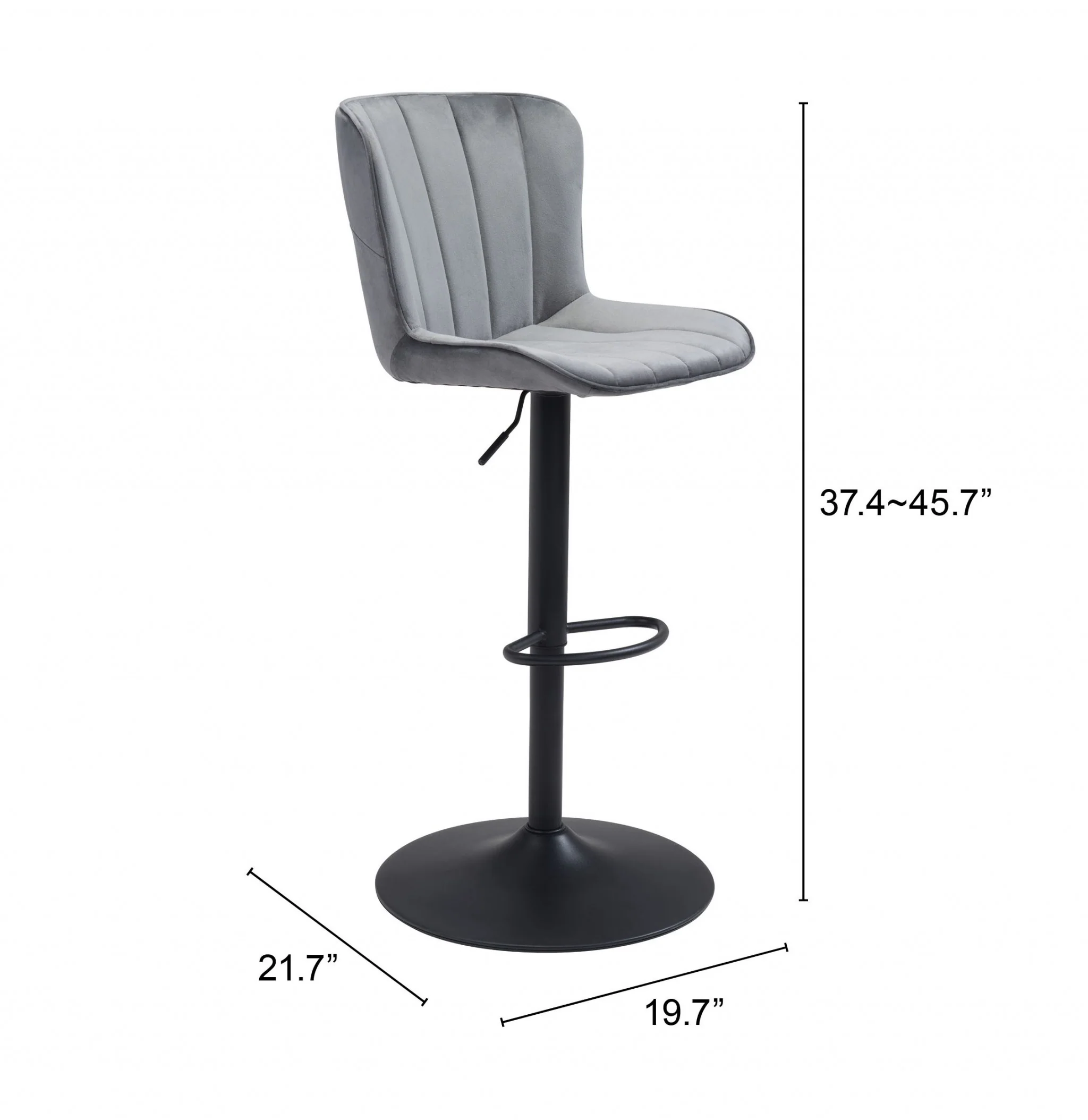 46" Gray And Black Steel Swivel Low Back Counter Height Bar Chair With Footrest By Homeroots - Image 7