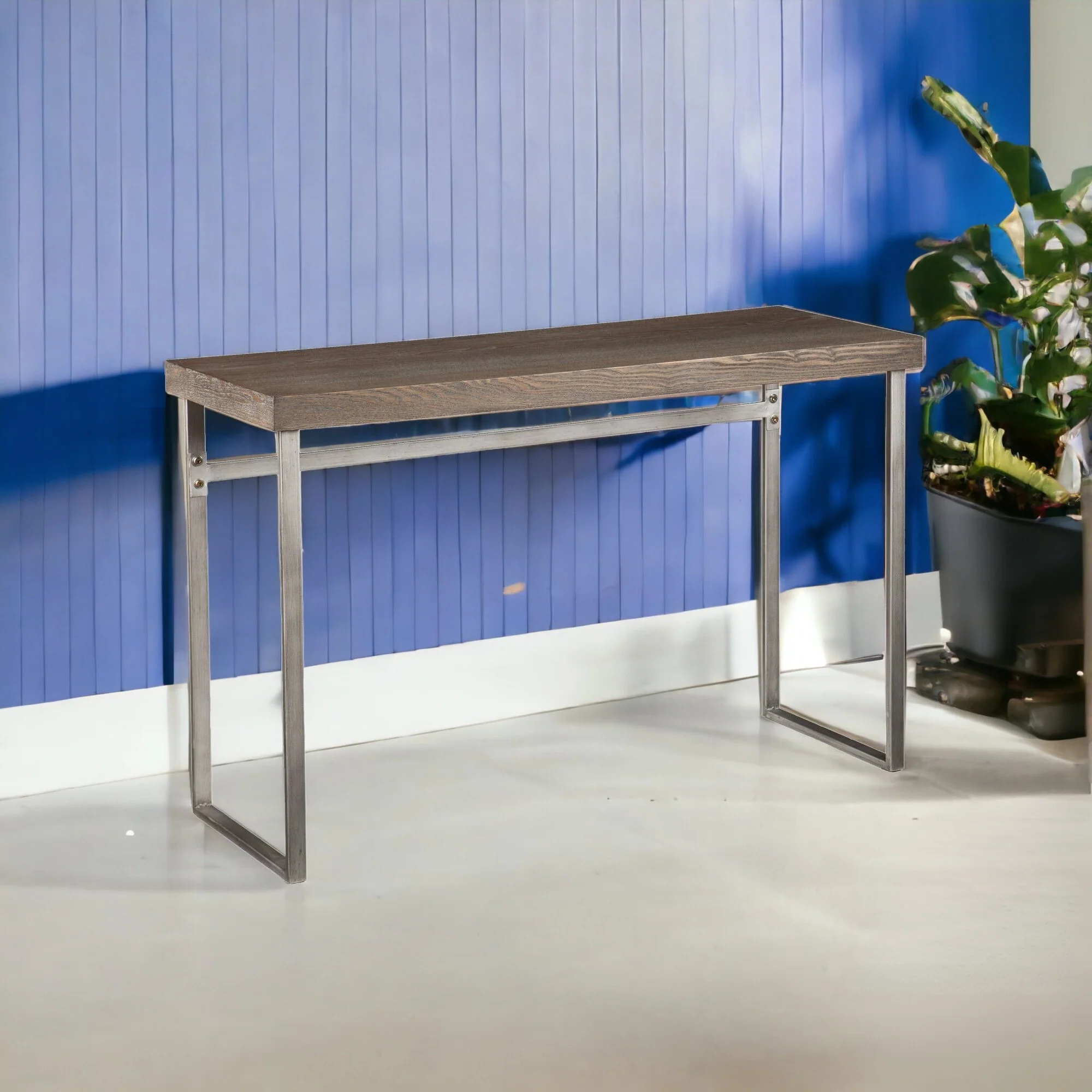 46" Gray Brown and Silver Distressed Sled Console Table By Homeroots - Image 3
