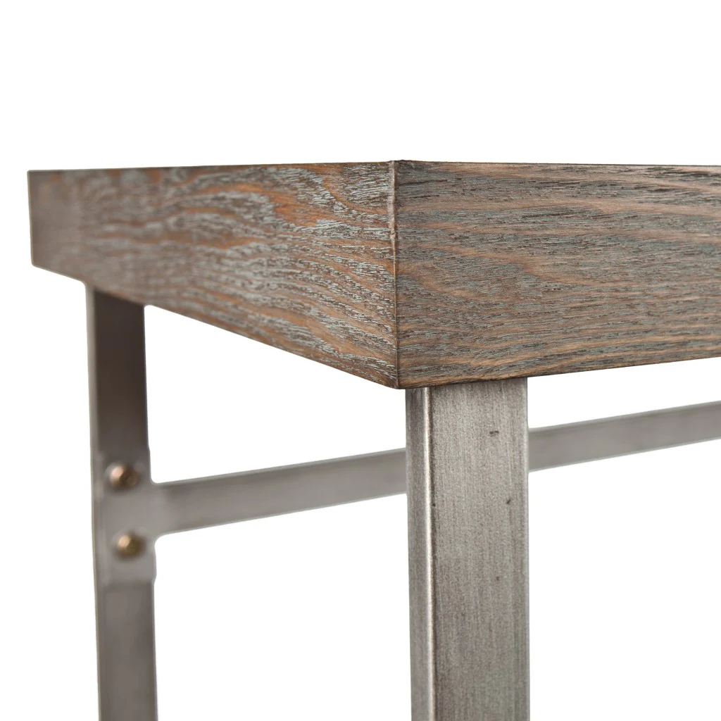 46" Gray Brown and Silver Distressed Sled Console Table By Homeroots - Image 4