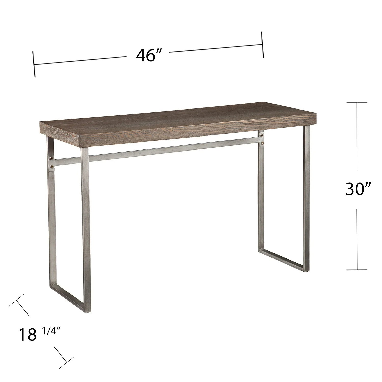 46" Gray Brown and Silver Distressed Sled Console Table By Homeroots - Image 6
