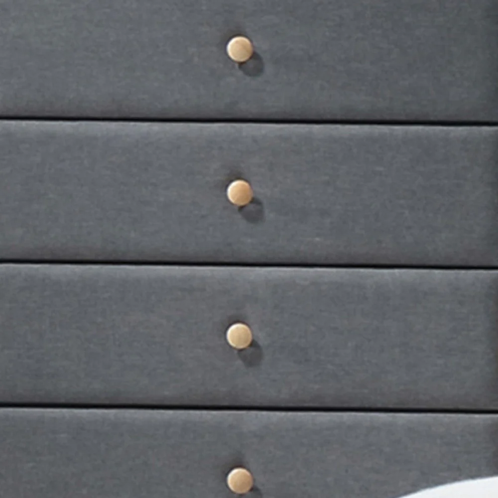 46' Light Gray Upholstery 5 Drawer Chest Dresser With Light Natural Legs By Homeroots - Image 5