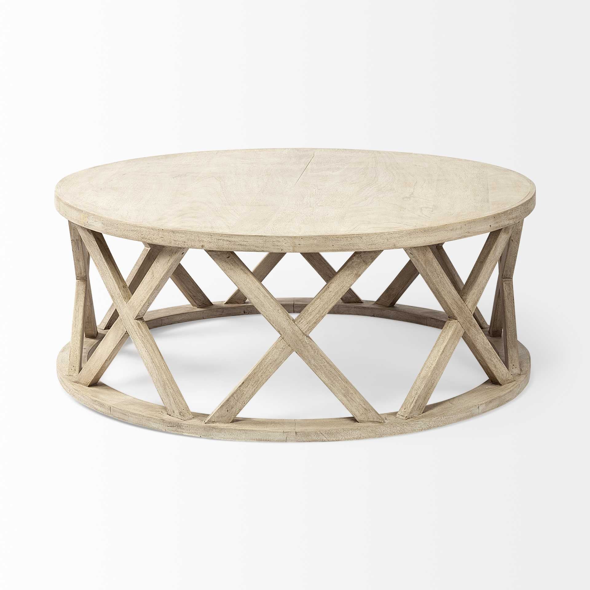 46' Round White Solid Wood Top and Base Coffee Table By Homeroots - Image 2