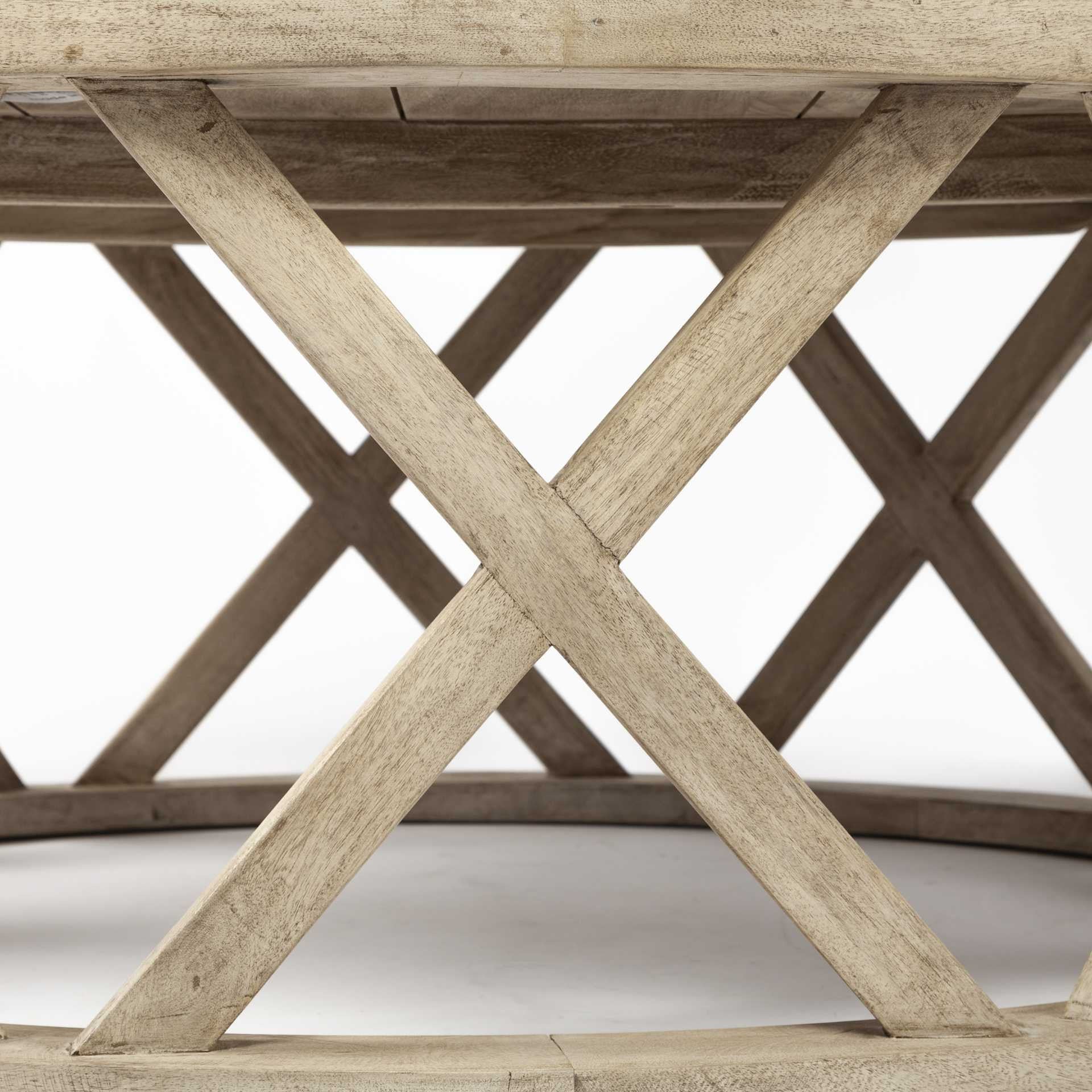 46' Round White Solid Wood Top and Base Coffee Table By Homeroots - Image 3