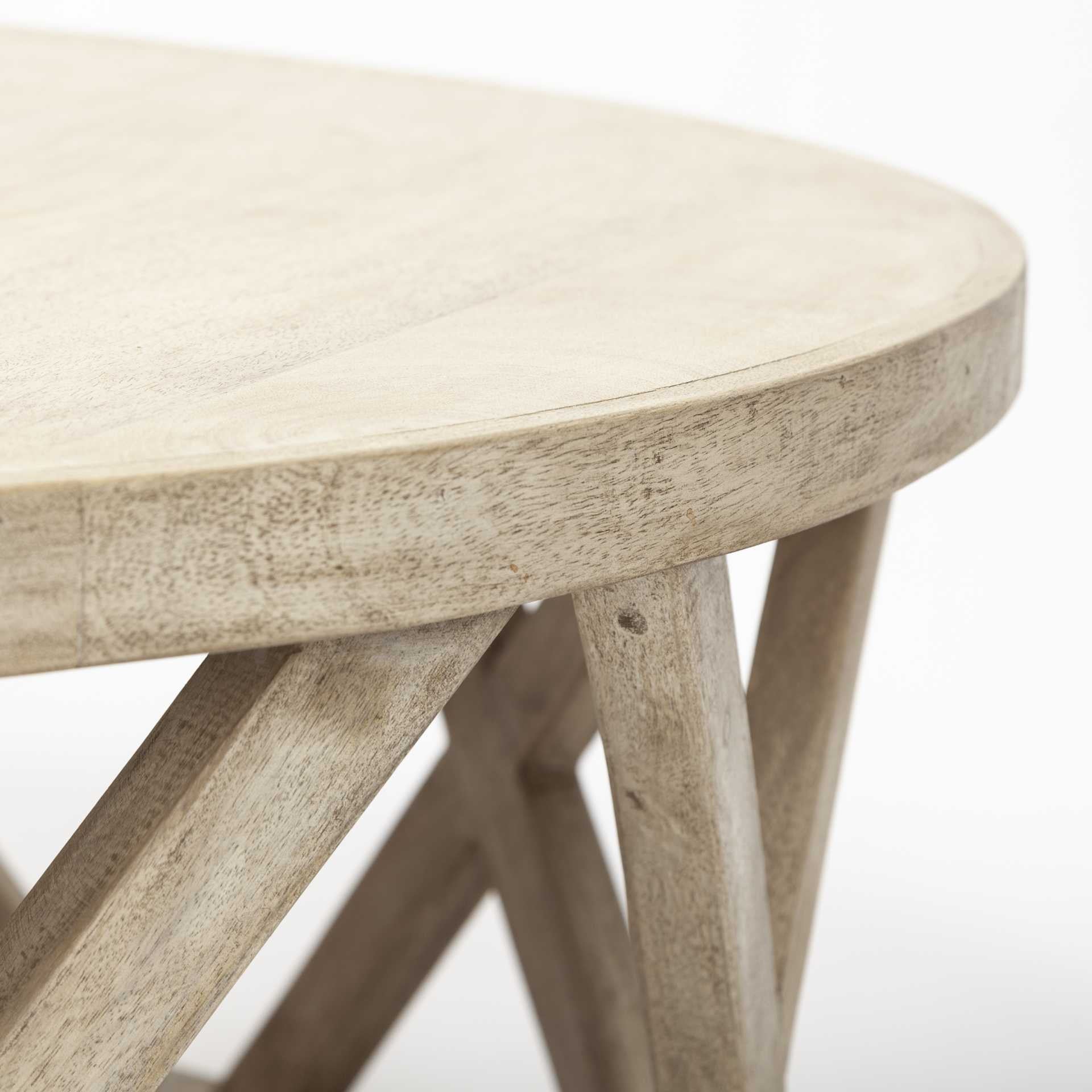 46' Round White Solid Wood Top and Base Coffee Table By Homeroots - Image 4