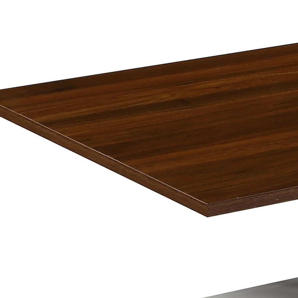 46" White And Walnut Melamine Veneer And Manufactured Wood Rectangular Lift Top Coffee Table With Two Drawers And Shelf By Homeroots - Image 3