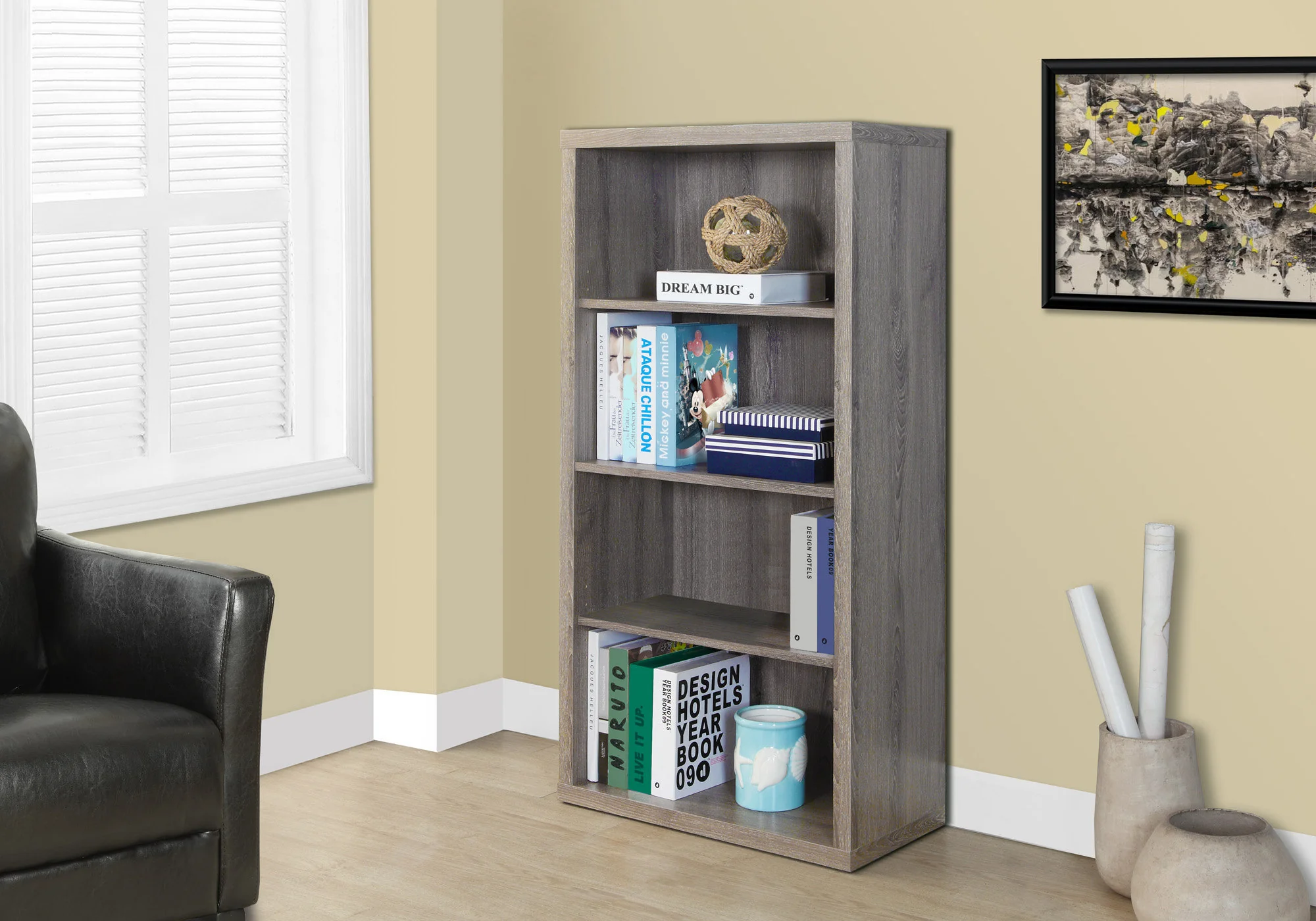 47.5" White Particle Board and MDF Bookshelf with Adjustable Shelves By Homeroots - Image 6