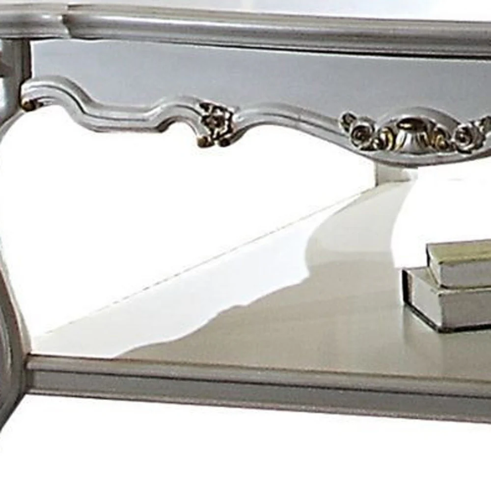 47" Antique Pearl Solid Wood And Polyresin Rectangular Coffee Table With Shelf By Homeroots - Image 4