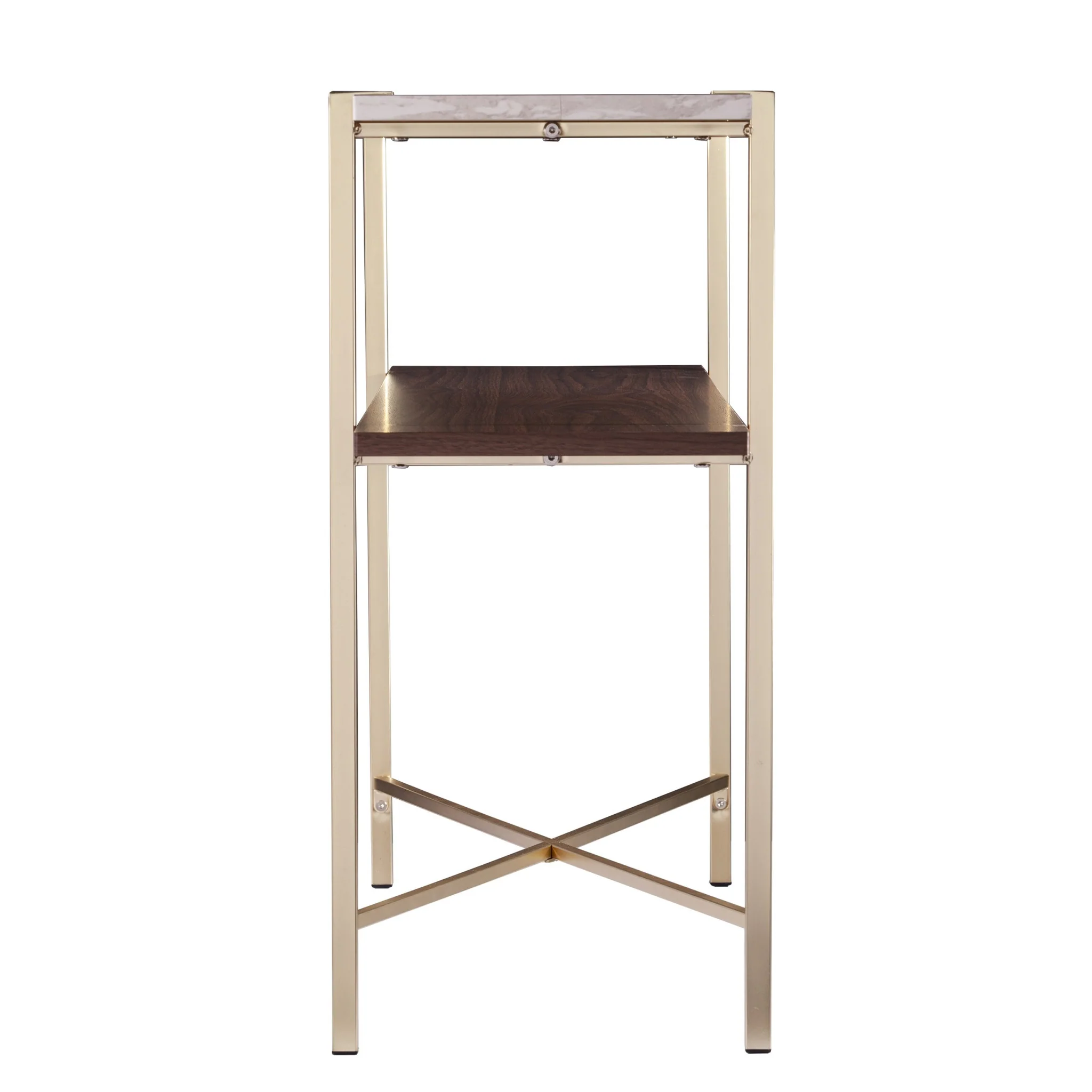 47" Beige and Gold Faux Marble Frame Console Table With Storage By Homeroots - Image 2