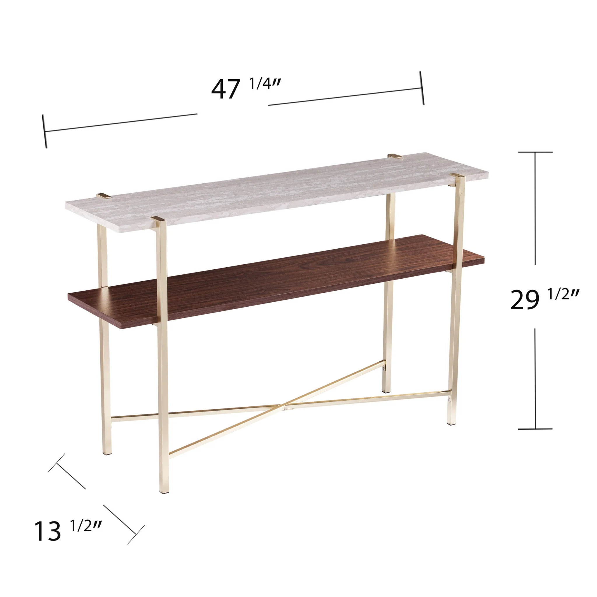 47" Beige and Gold Faux Marble Frame Console Table With Storage By Homeroots - Image 7