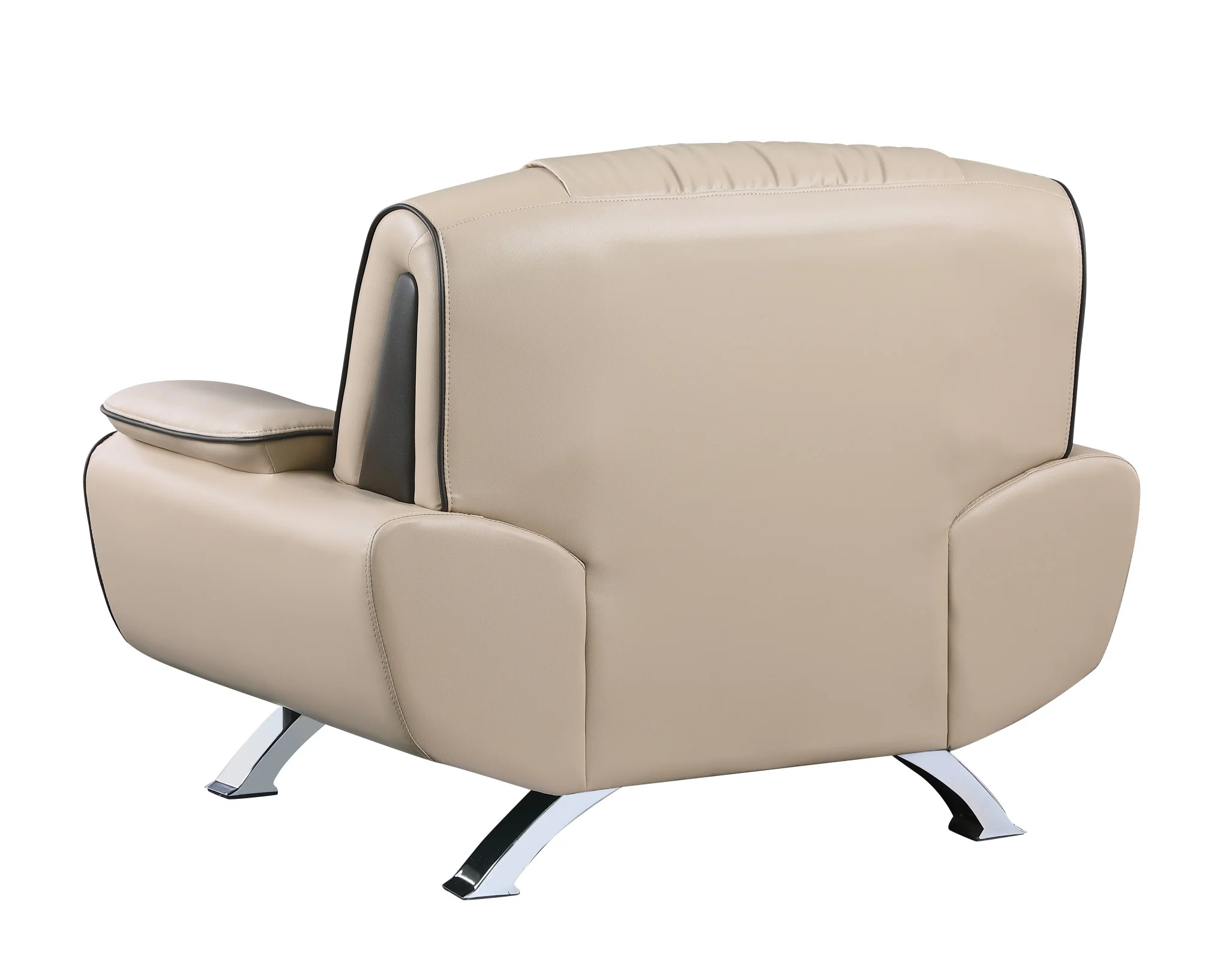 47" Beige and Silver Leather Match Arm Chair By Homeroots - Image 4