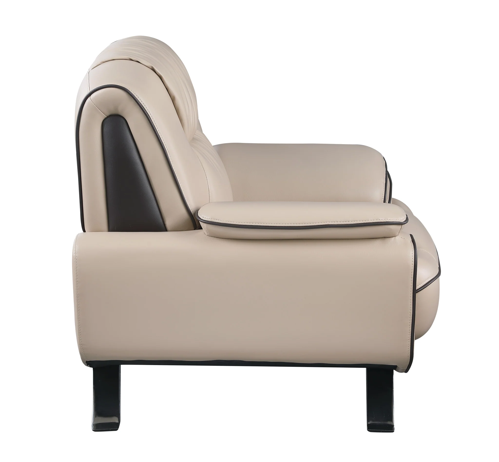 47" Beige and Silver Leather Match Arm Chair By Homeroots - Image 5