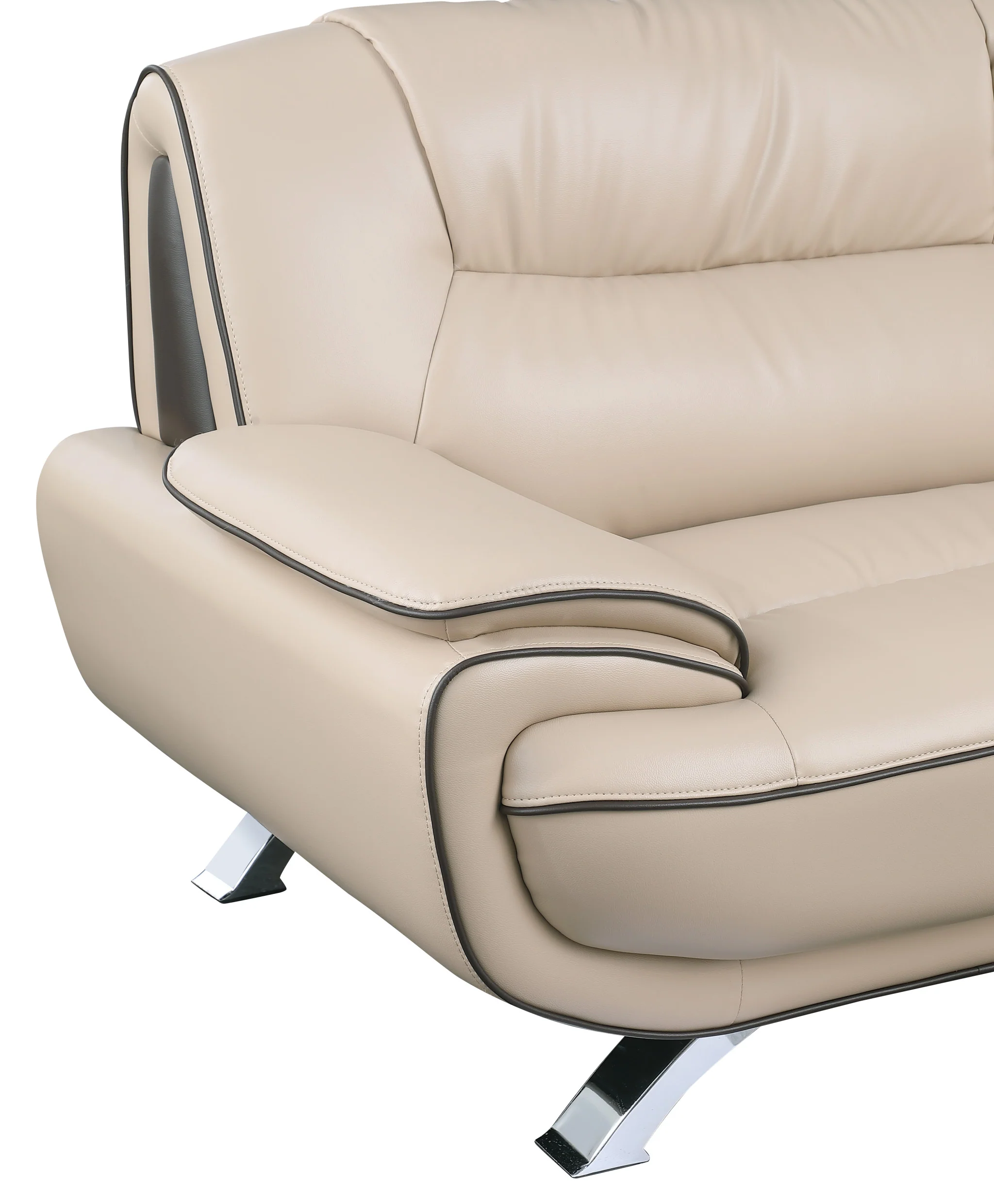 47" Beige and Silver Leather Match Arm Chair By Homeroots - Image 7