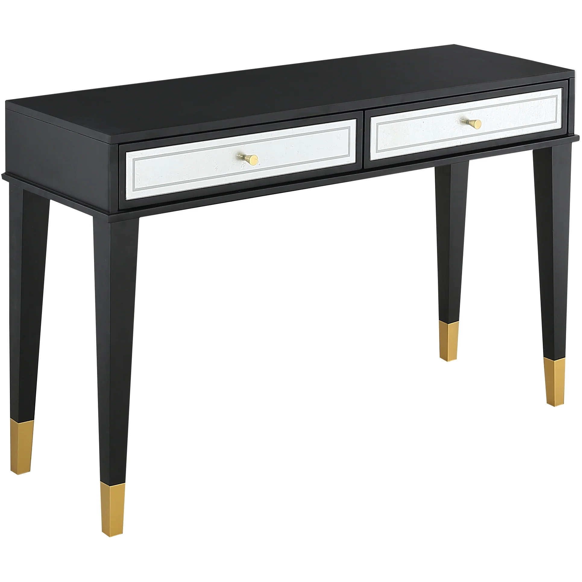 47" Black and Black and Gold Console Table With Storage By Homeroots - Image 2