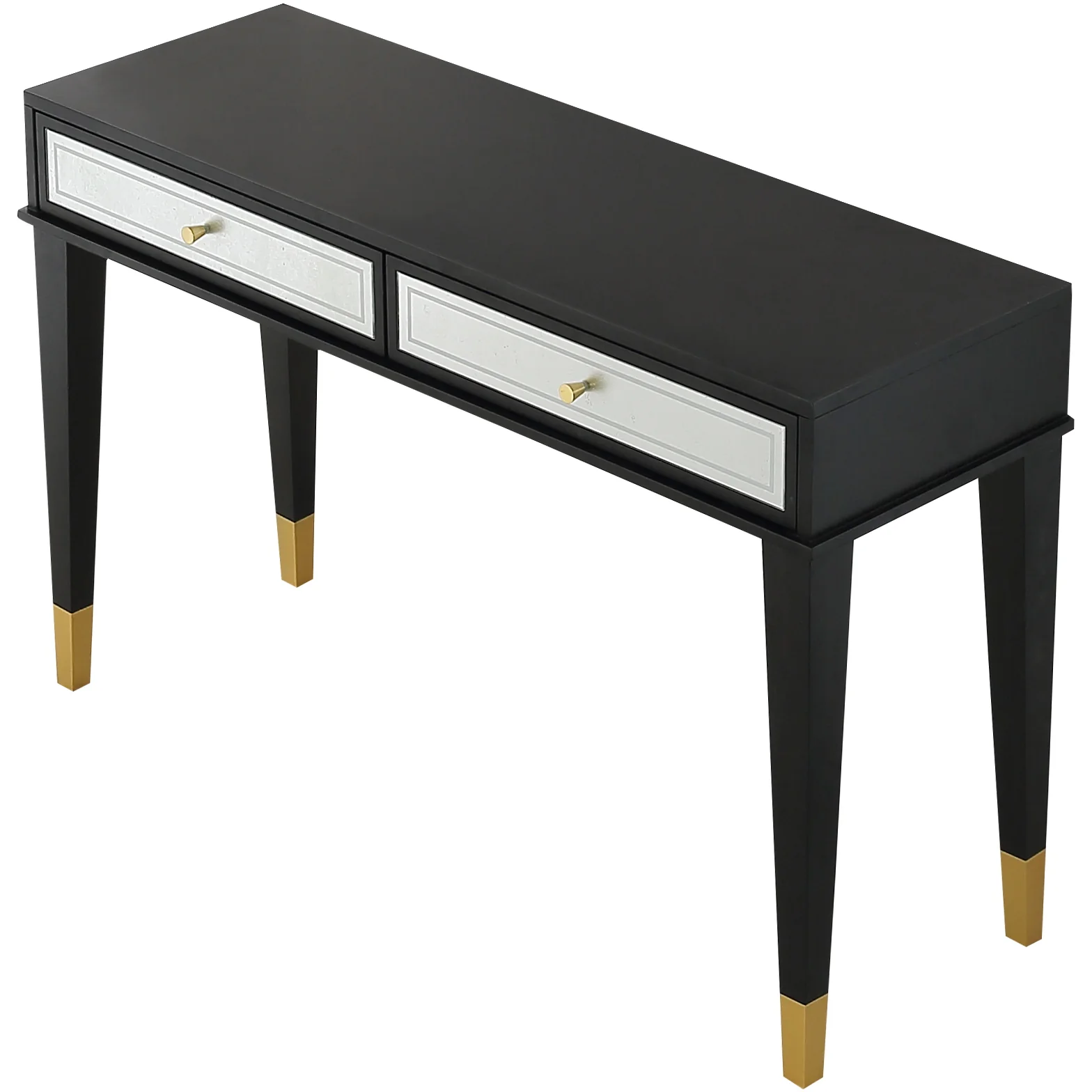 47" Black and Black and Gold Console Table With Storage By Homeroots - Image 3