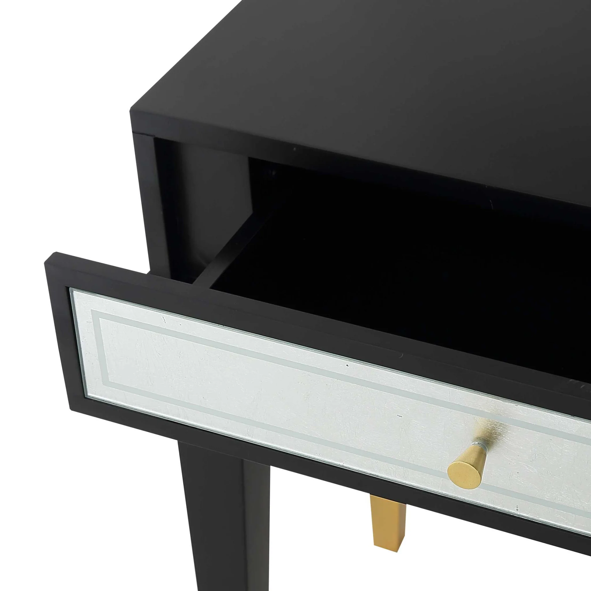 47" Black and Black and Gold Console Table With Storage By Homeroots - Image 6