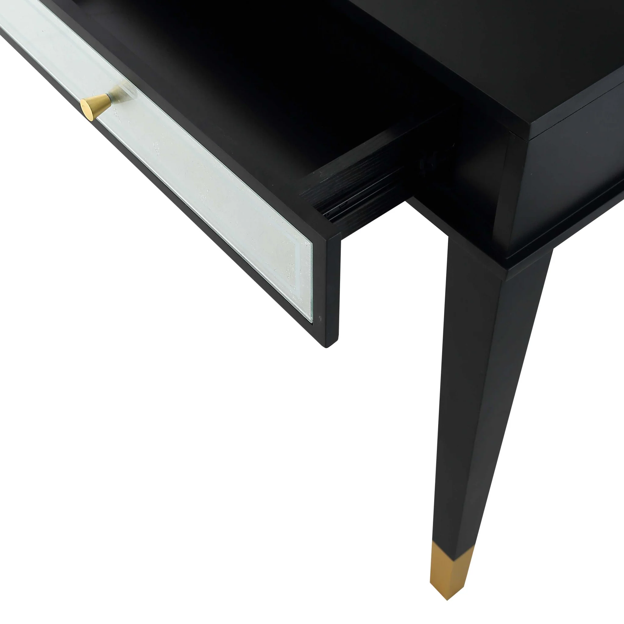 47" Black and Black and Gold Console Table With Storage By Homeroots - Image 7