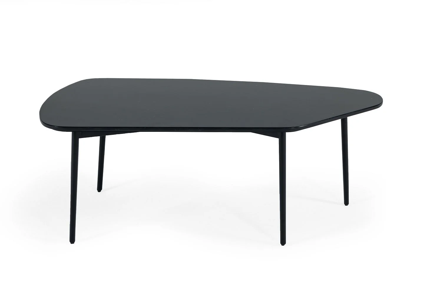 47" Black And Black Marble Stone Free Form Coffee Table By Homeroots - Image 2
