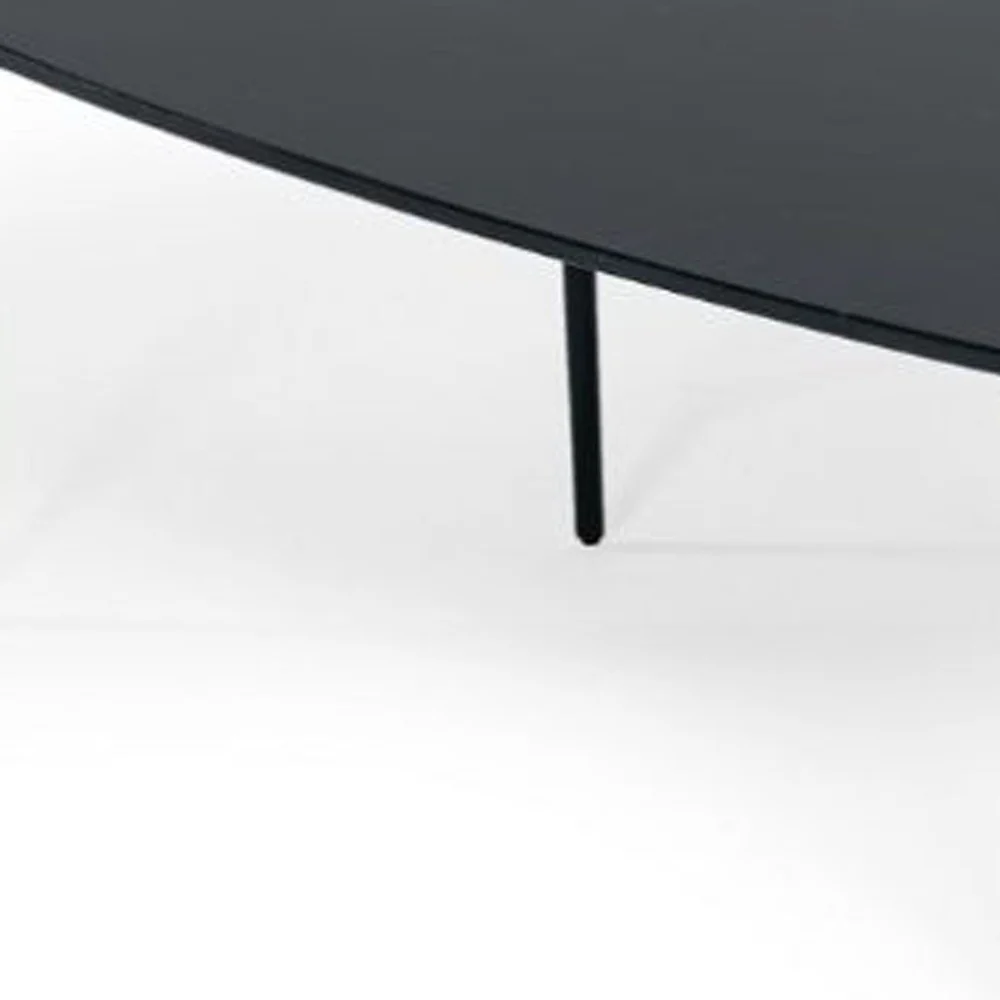 47" Black And Black Marble Stone Free Form Coffee Table By Homeroots - Image 5