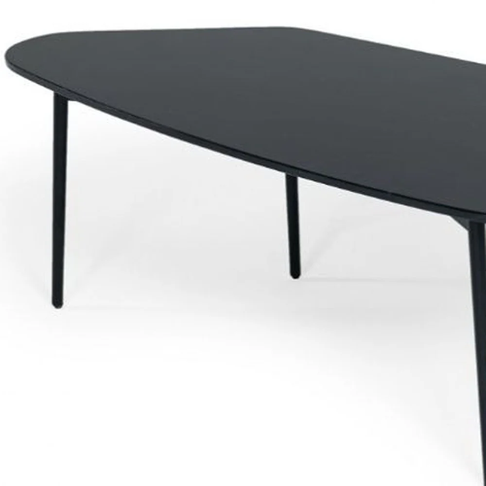 47" Black And Black Marble Stone Free Form Coffee Table By Homeroots - Image 6