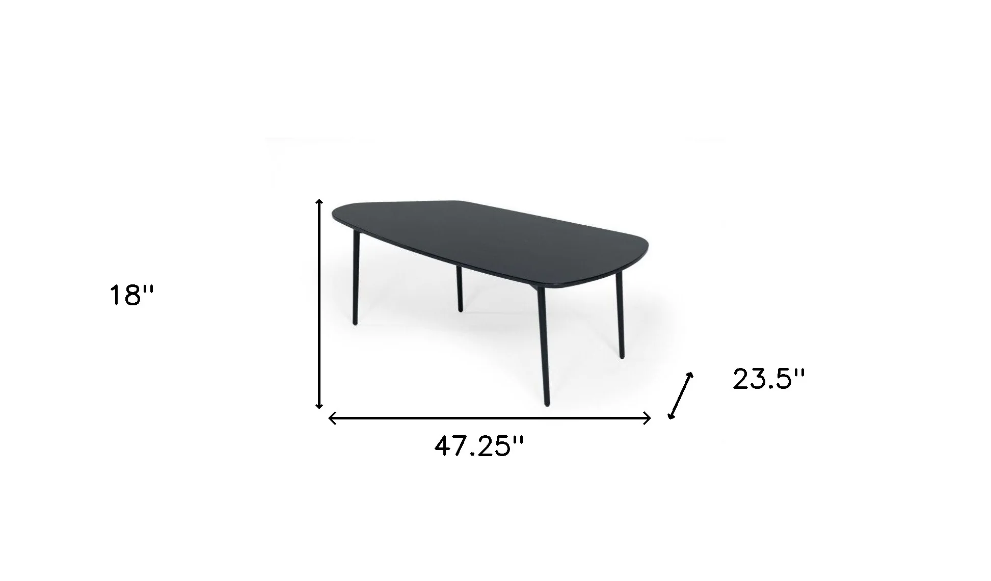 47" Black And Black Marble Stone Free Form Coffee Table By Homeroots - Image 7