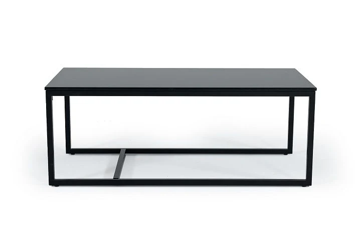 47" Black And Black Marble Stone Rectangular Coffee Table By Homeroots - Image 2