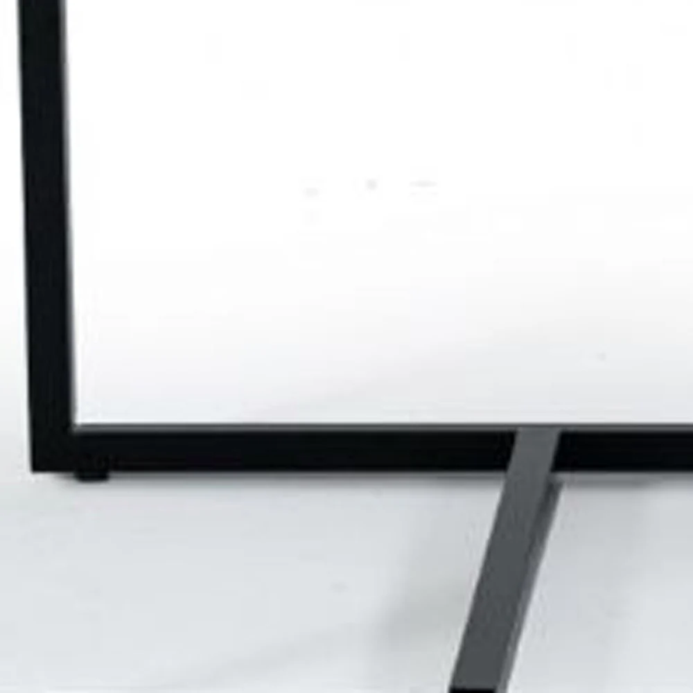 47" Black And Black Marble Stone Rectangular Coffee Table By Homeroots - Image 5